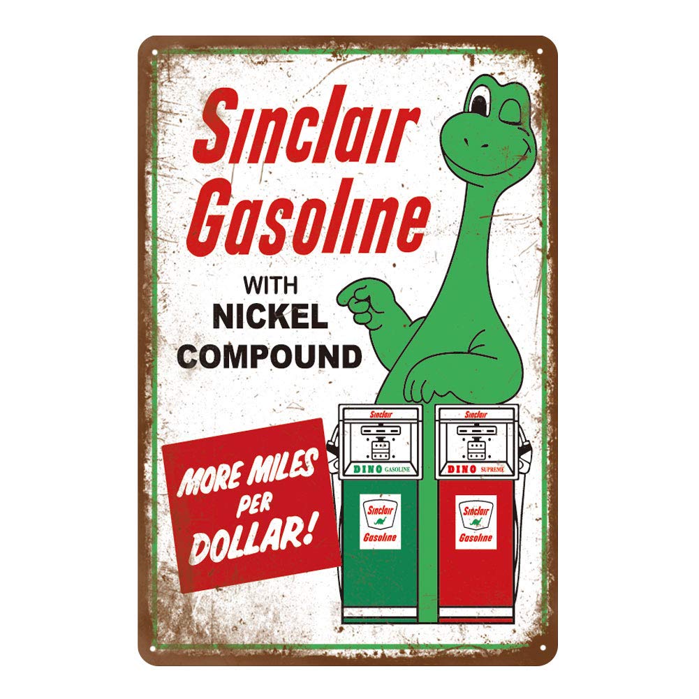 Reproduced Vintage Tin Sign, Gas Oil Car Metal Signs for Garage Man Cave Bar, Retro Wall Decor, 8x12 Inches (Sinclair Gasoline)