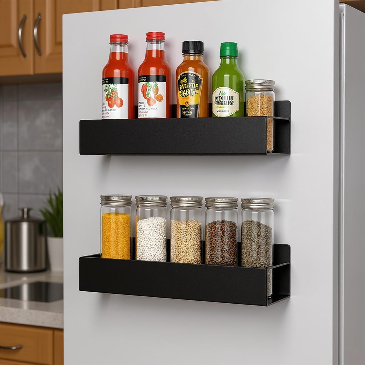Lifekrafts Magnetic Storage Rack For Refrigerator Pack Of 2 | SpaceSaving Strong Hold Organizer Shelf For Fridge, Oven, Washing