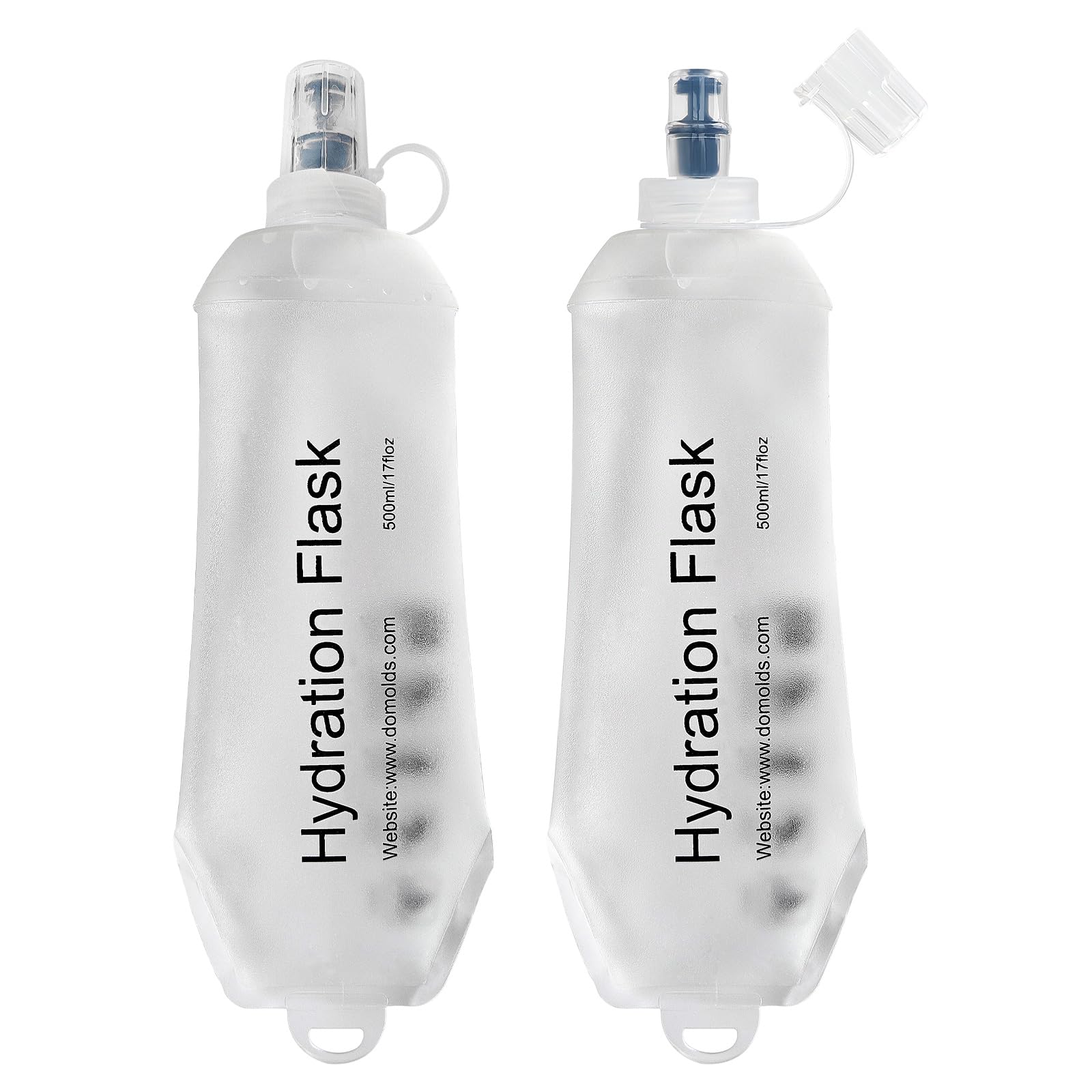 CXWLJL 500ml Soft Flask Soft Water Bottle for Running, Hiking, Cycling and Climbing  2Pcs White