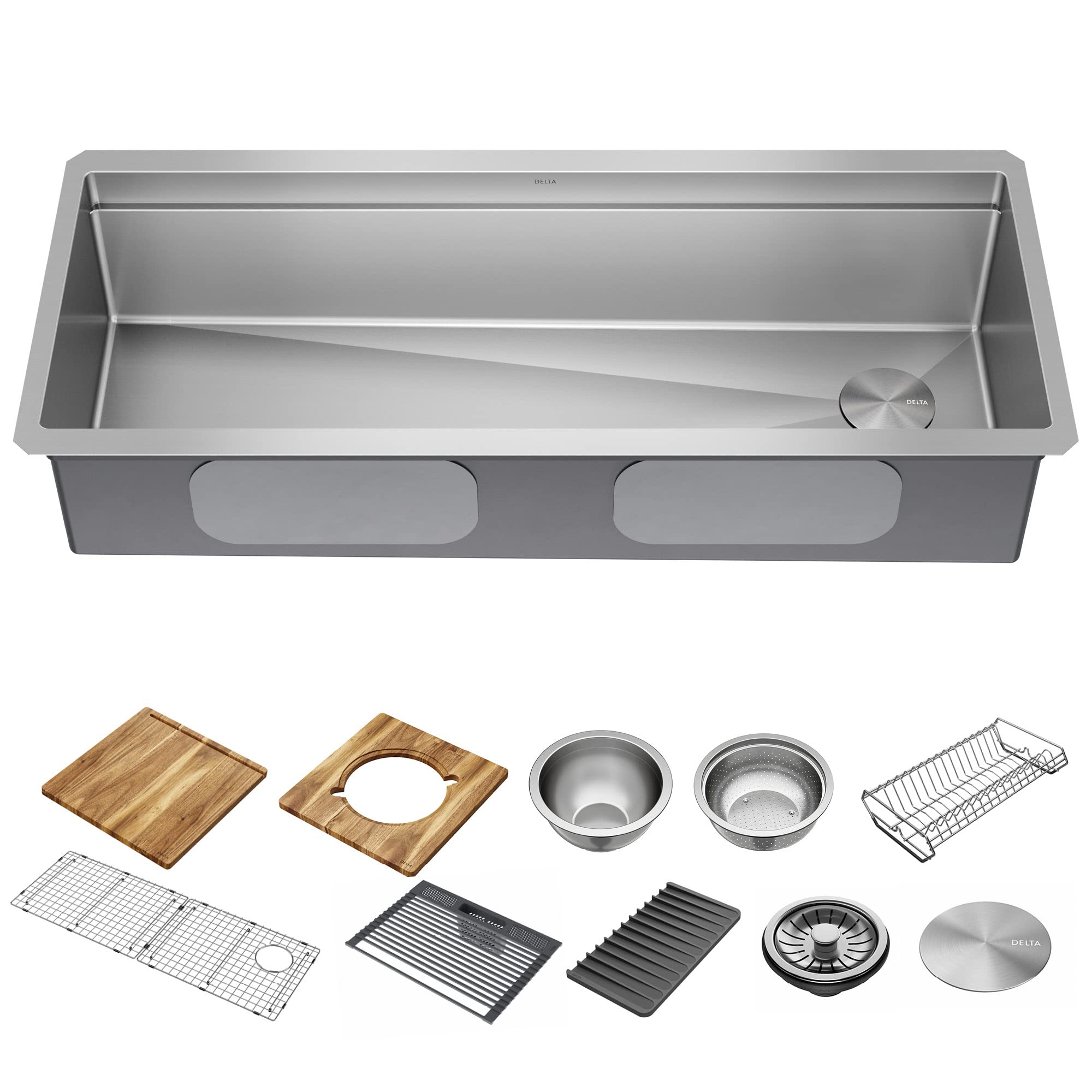 DELTA FAUCET 95BA132-45S-SS Lorelai Workstation Kitchen Sink Undermount 16 Gauge Stainless Steel Single Bowl with 2-Tier WorkFlo
