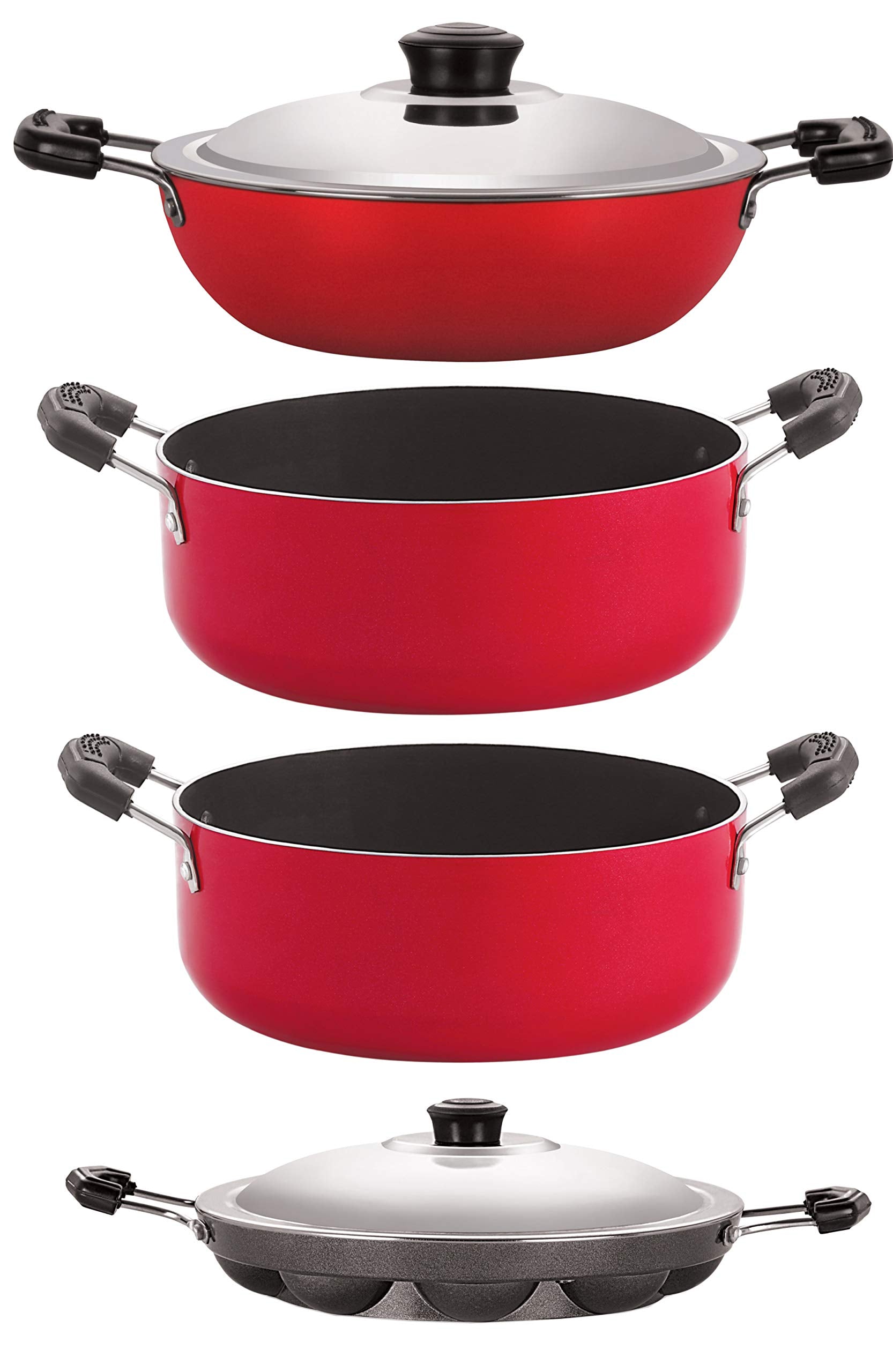 Nirlon Non Stick Coating Aluminium Heat Resistance Cookware Gift Set With Bakelite Handle, 4 Pieces(Dkd(J)_Cs20_Ap12_Cs24)
