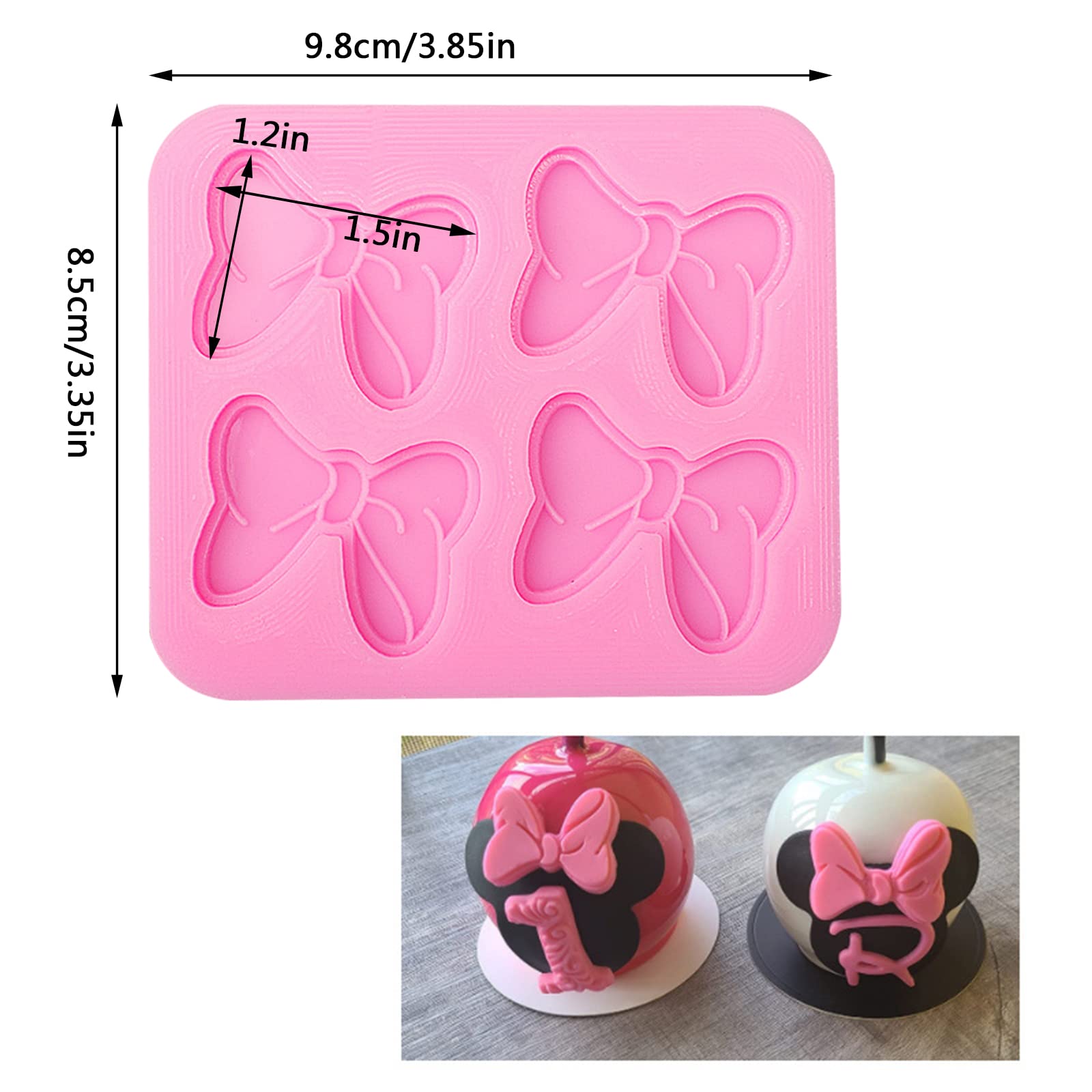 2Pcs Mouse Bows Silicone Molds For Cake Cupcake Decoration, Bowknot Cartoon Butterfly Tie Fondant Mold For Diy Candy Chocolate P