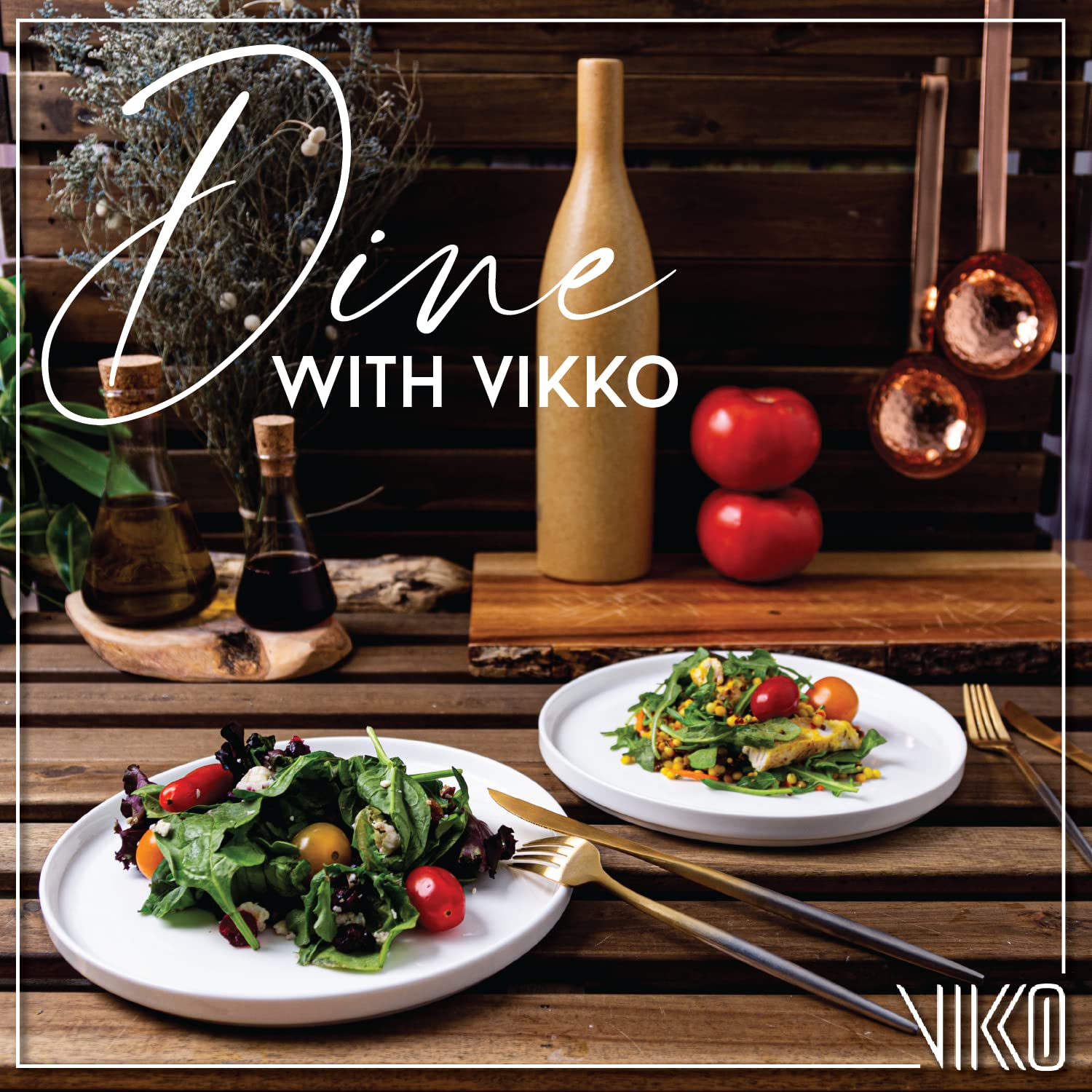 Vikko Salad Plate, Set Of 6 White Plates, Dessert, Salad, Appetizer Plate, Fine Bone China, Stackable 8 Inch Dessert Plates, Dis