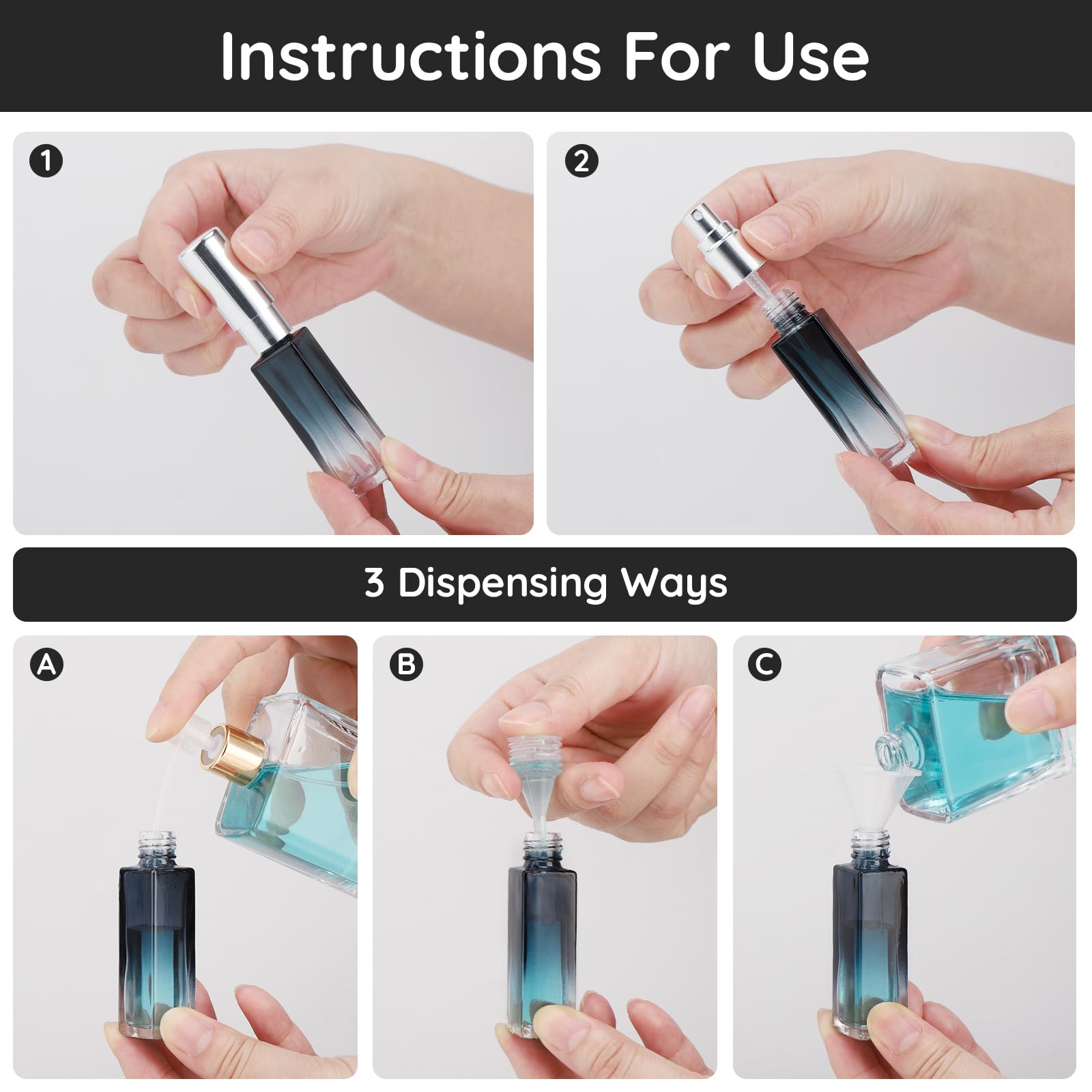 Segbeauty Refillable Perfume Bottle Travel, 5 Set Of 10Ml Pocket Glass Perfume Atomizer, Empty Fine Mist Mini Travel Bottles Set