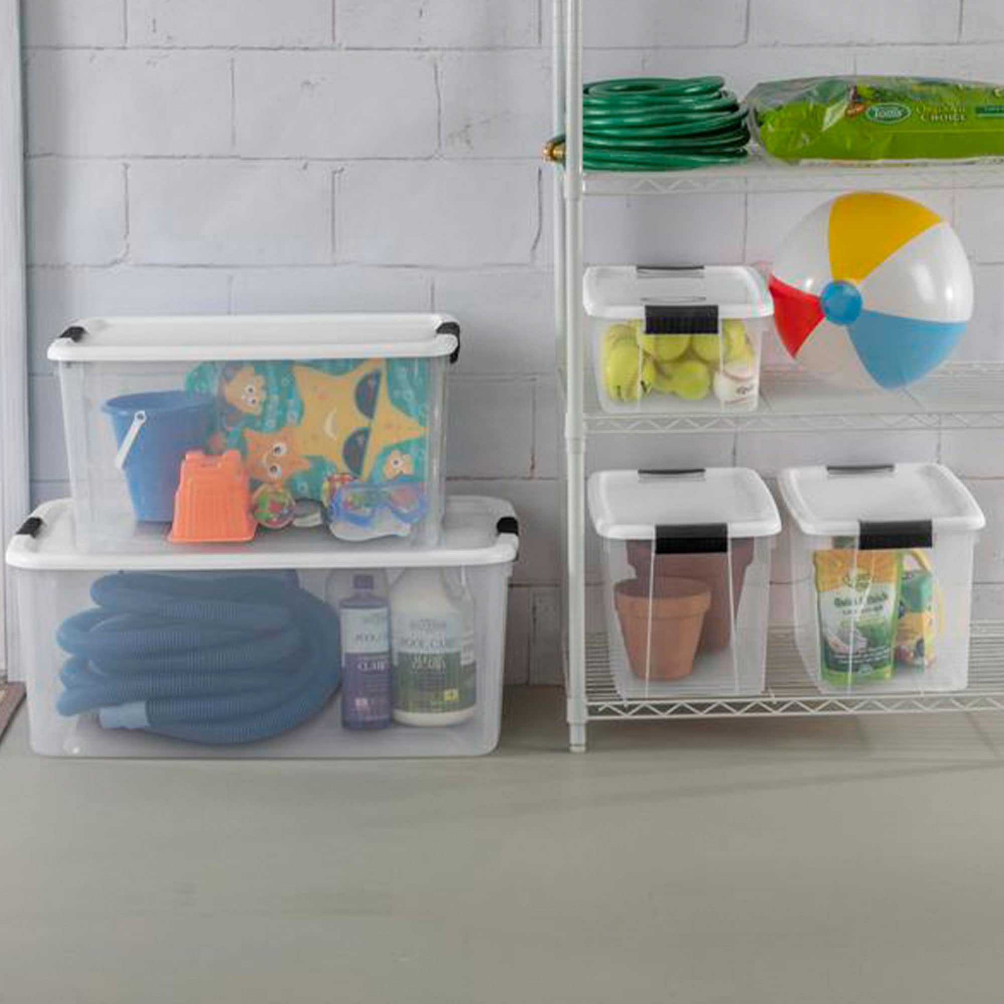 Sterilite 30 Qt Ultra Latch Box Stackable Storage Bin With Latching Lid, Organize Crafts, Clothes In Closets, Basements, Clear W
