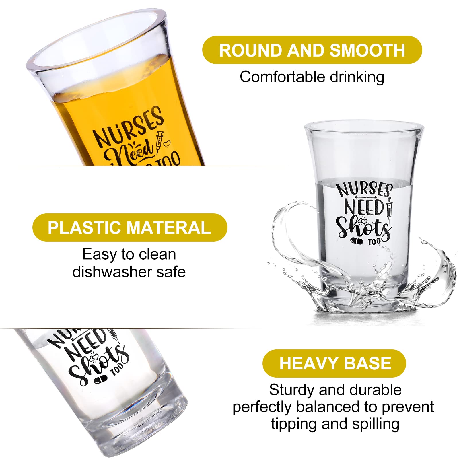 12 Pcs Nurse Need Shots Too Plastic Shot Glasses 1.2 Oz Funny Shot Acrylic Cups Gift Nurse Gifts Rn Gifts For Nurses Gifts For W