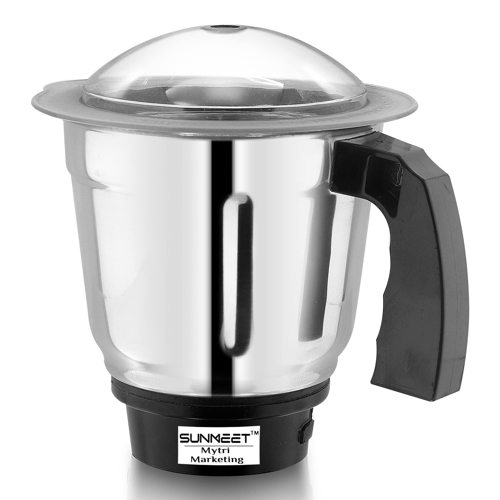 Sunmeet Dry Jar for Mixer Grinder Stainless Steel with Handle Aluminium Base MA2, Silver Pack of 1