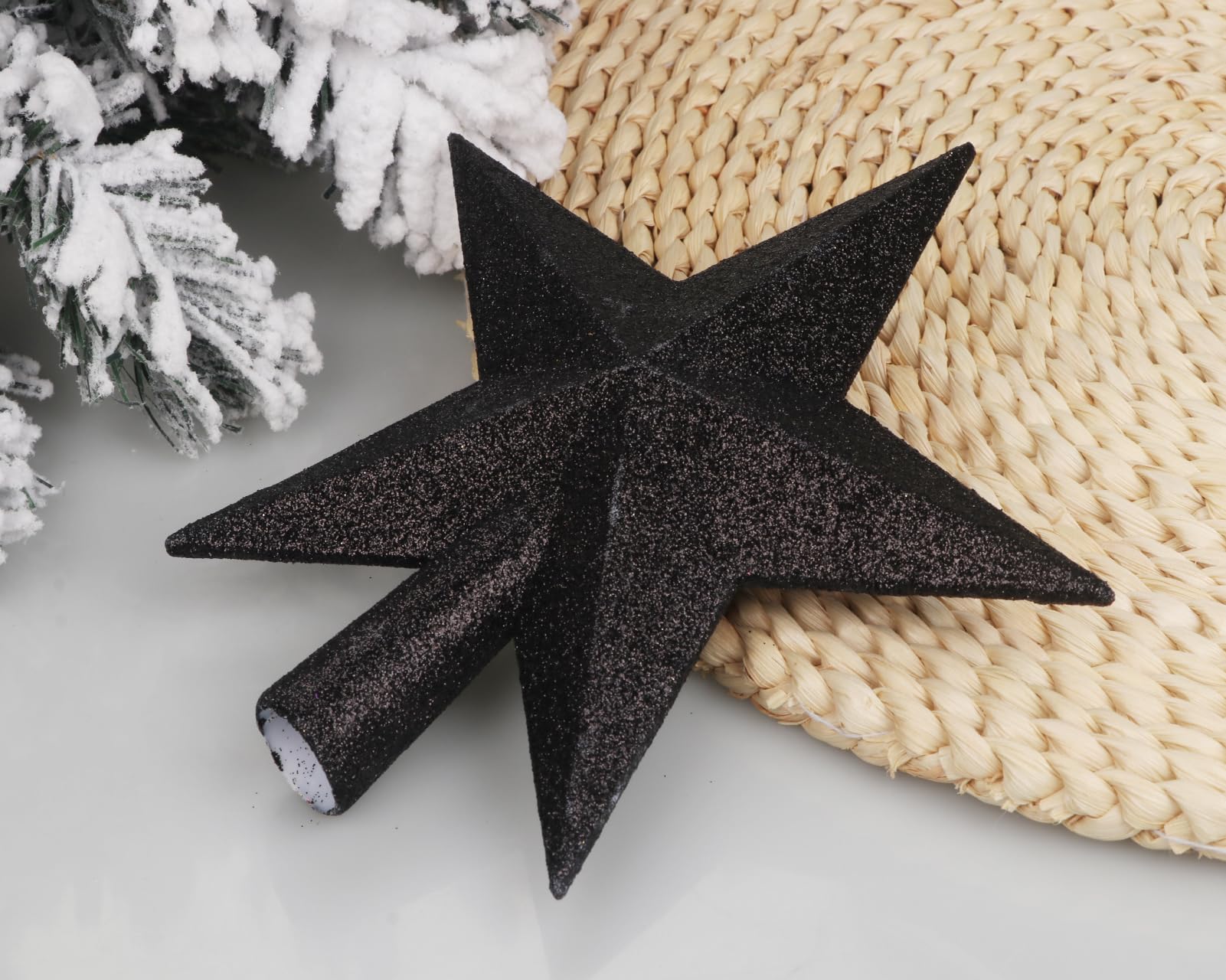 YYCRAFT Glitter Star Tree Topper Christmas Decoration-4 Inch,Black