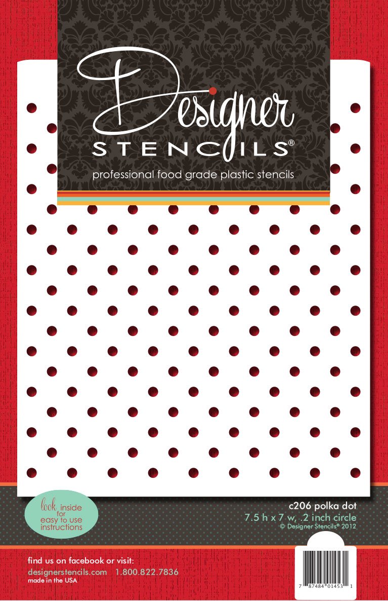Designer Stencils Mini Polka Dot Cake Stencil, Beige/Semi-Transparent