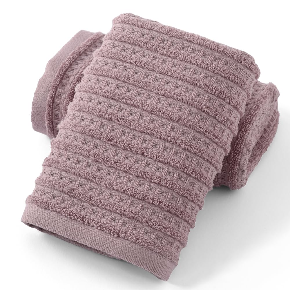 Sense Gnosis Waffle Hand Towel With Terry Striped Pattern Super Soft 100% Cotton Ultra Absorbent Bathroom Hand Towels 13 X 29 In