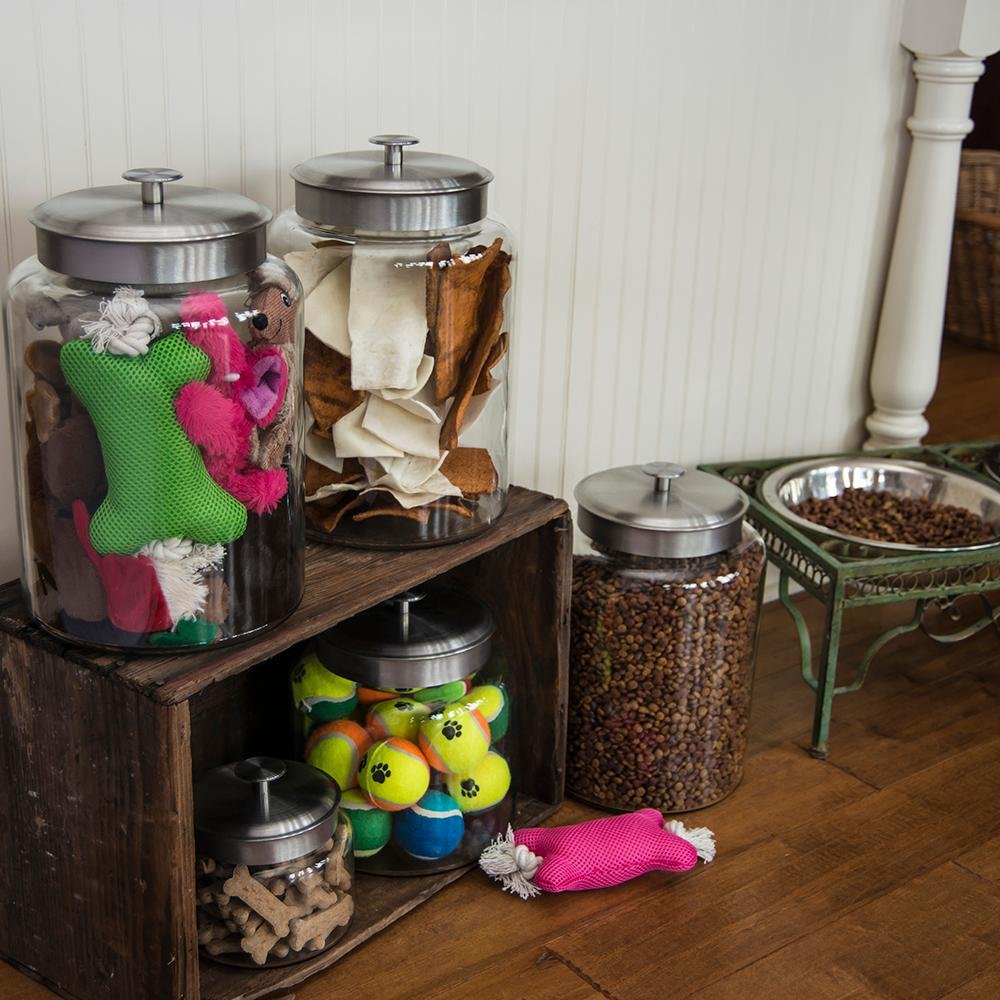 Anchor Hocking 2.5 Gallon Montana Glass Jar With Airtight Lid (2 Piece, Brushed Silver Metal, Dishwasher Safe)