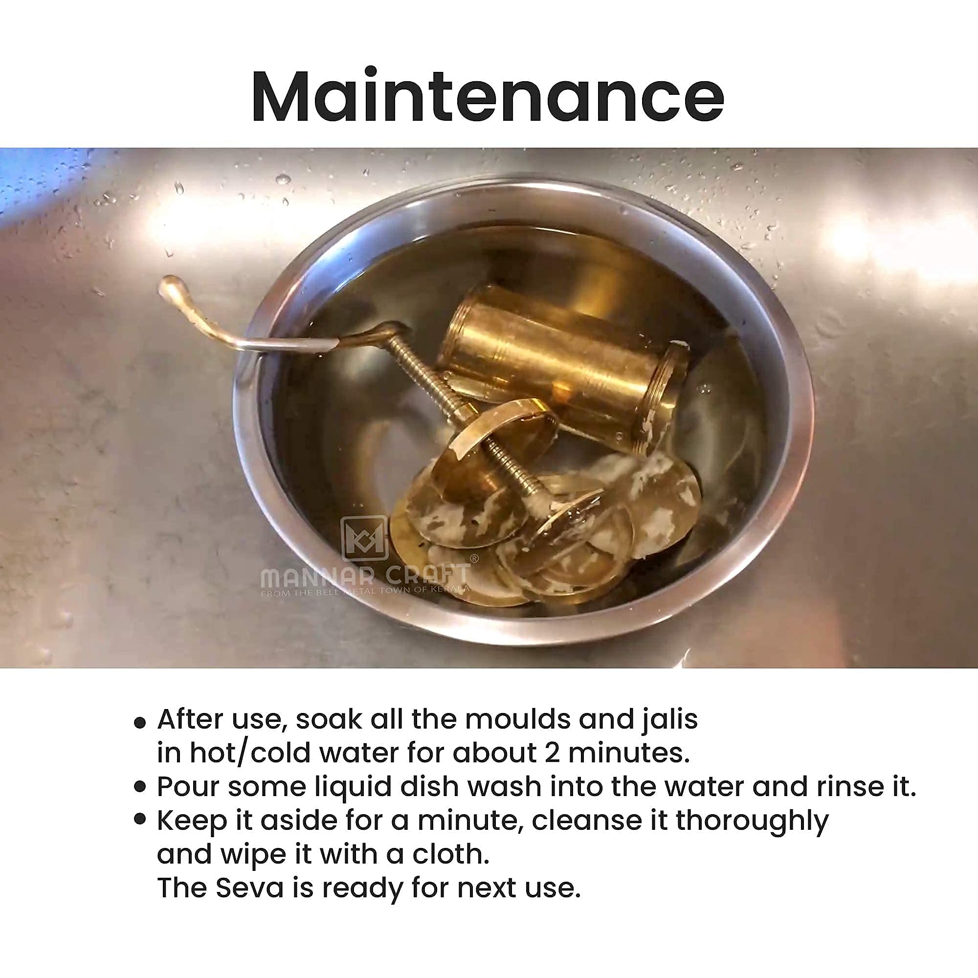 MANNAR CRAFT Brass Indian Made Sevanazhi Chakli Press/Sancha/Murukku/Gathiya/janthikulu/Idiyappam Maker Machine with Free 6 Diff