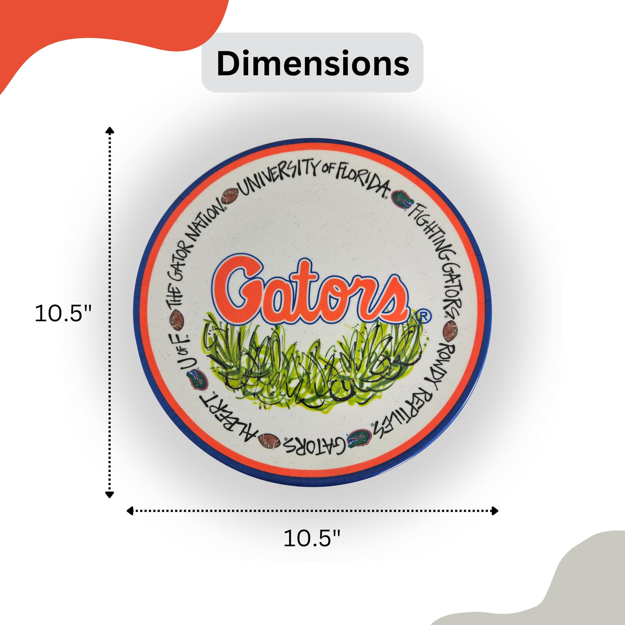 Magnolia Lane University of Florida Gators 10.5-Inch Melamine Dinner Plate Set of 4 Perfect for Game Day, BBQs, Tailgating, Pool