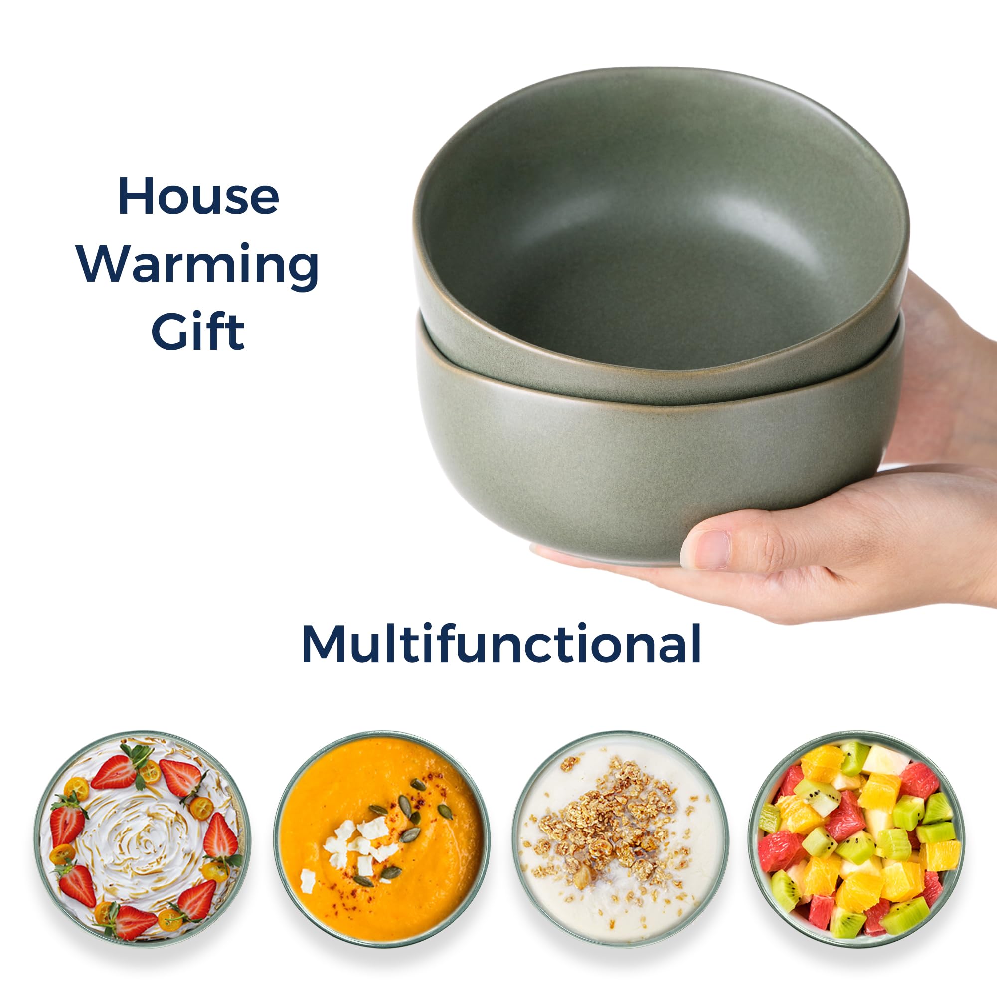 Amorarc Stoneware Cereal Bowls For Kitchen, 28Oz Large Ceramic Soup Bowls Set Of 4 For Meal,Snacks,Soup, Oven, Microwave&Dishwas