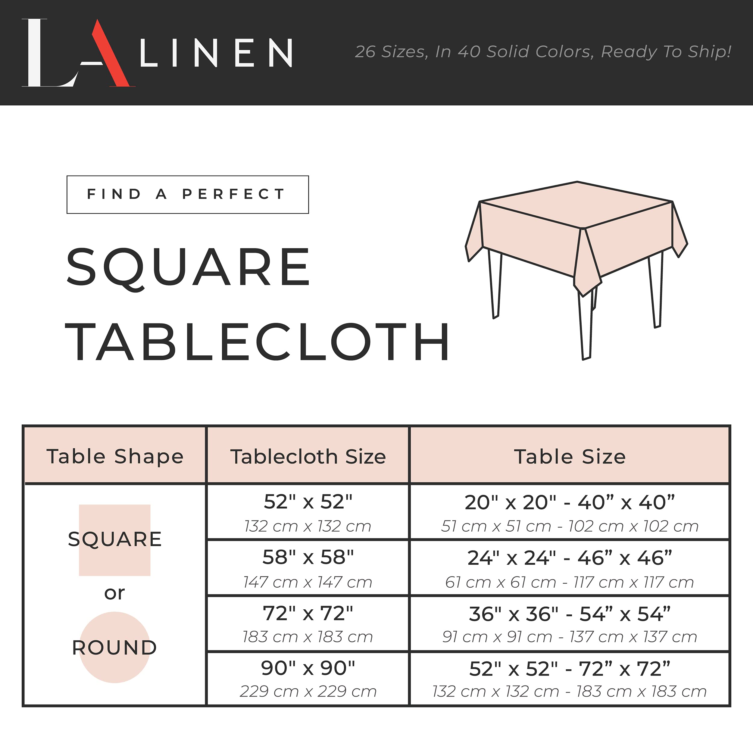 LA Linen Polyester Poplin Square Tablecloth  58 by 58-Inch  Dark Gray