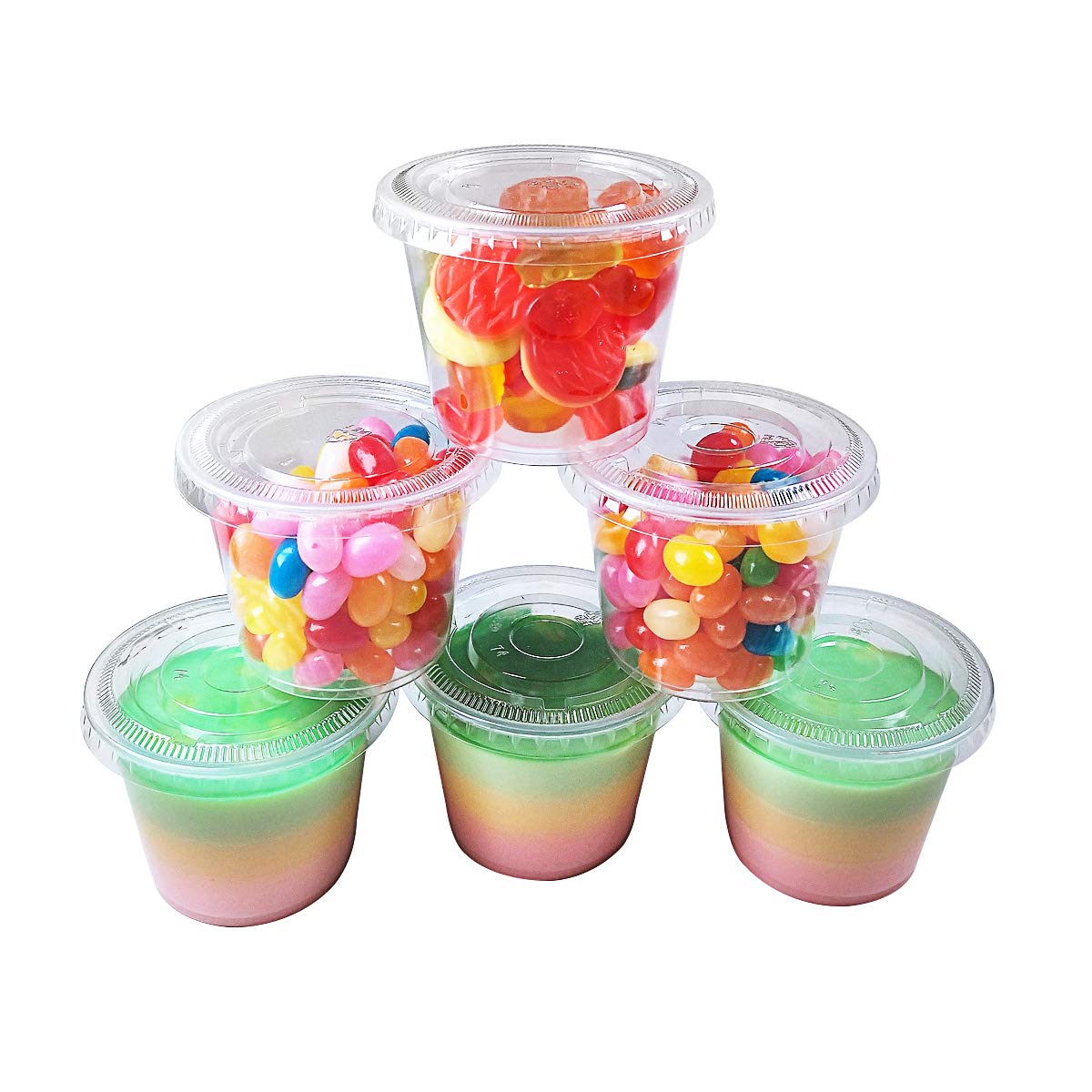 Tashibox 200 Sets-5.5 Ounce Disposable Plastic Jello Shot Cups With Lids, Souffle Portion Cups