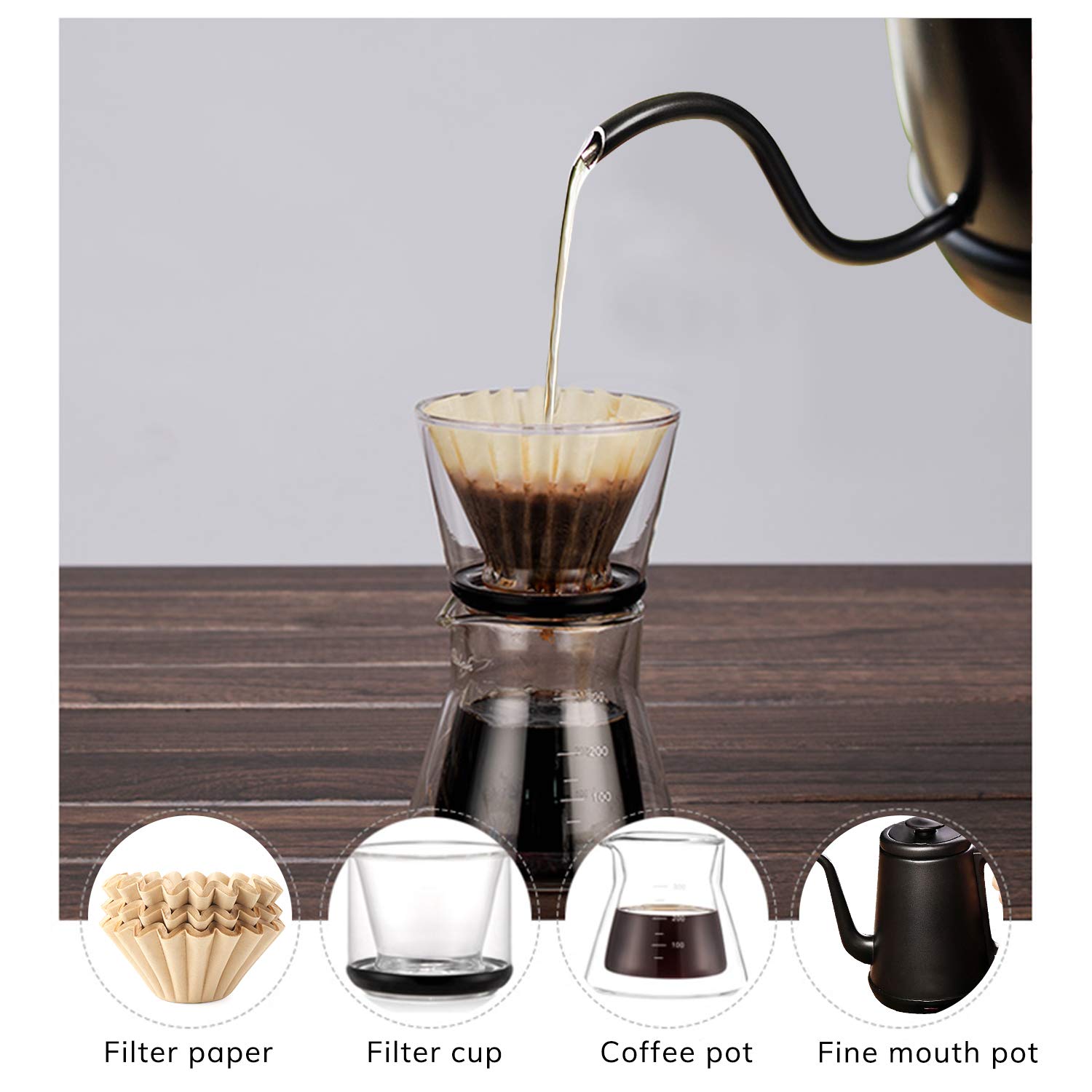 Eusoar 1-4 Cup Disposable Coffee Filters, 100 Count Filter Replacement, Natural Brown Unbleached, Fit Small Basket Style Single