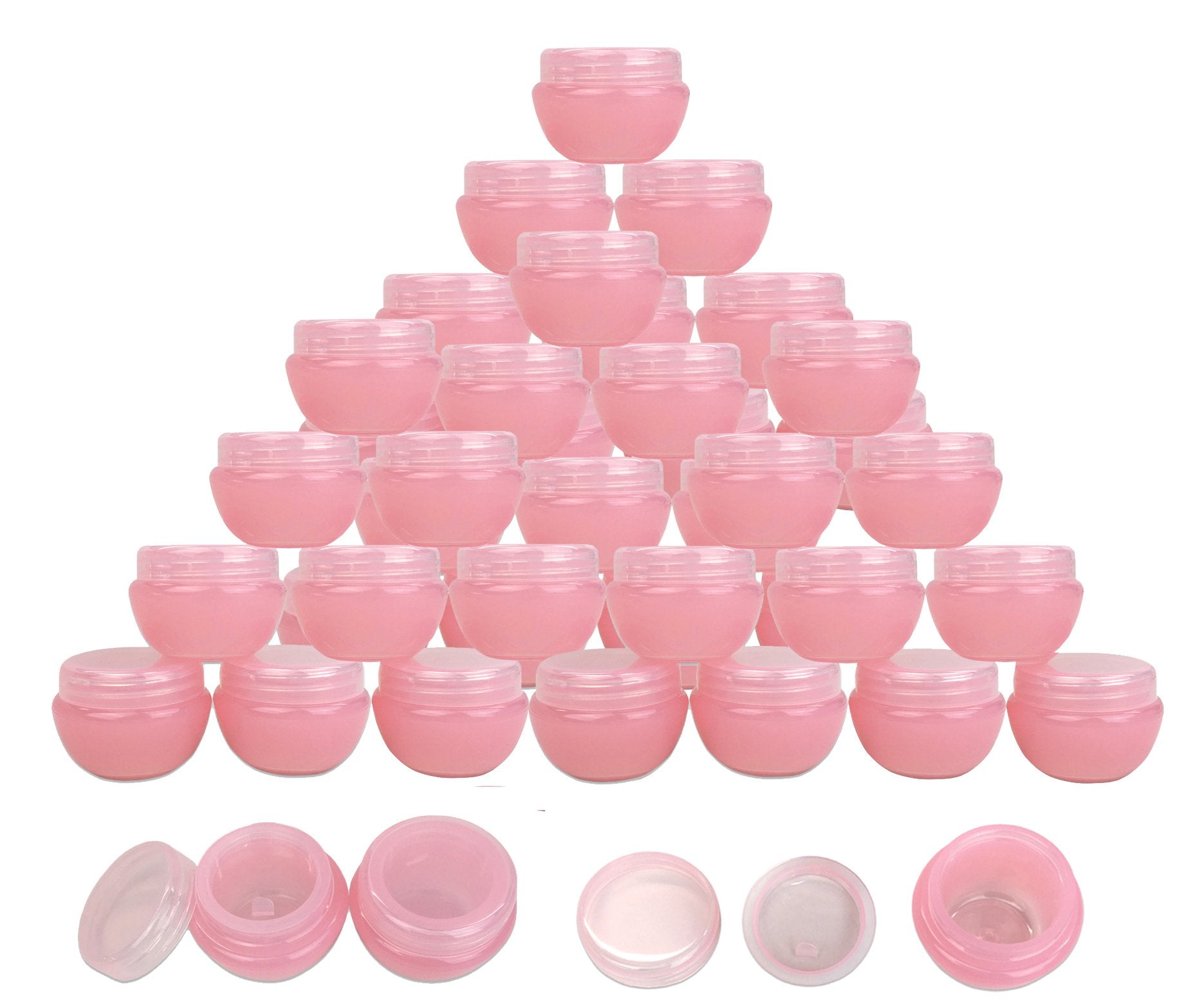 Beauticom 36 Pieces 10G/10Ml Pink Frosted Container Jars With Inner Liner For Mkaeup, Creams, Cosmetic Beauty Product Samples -