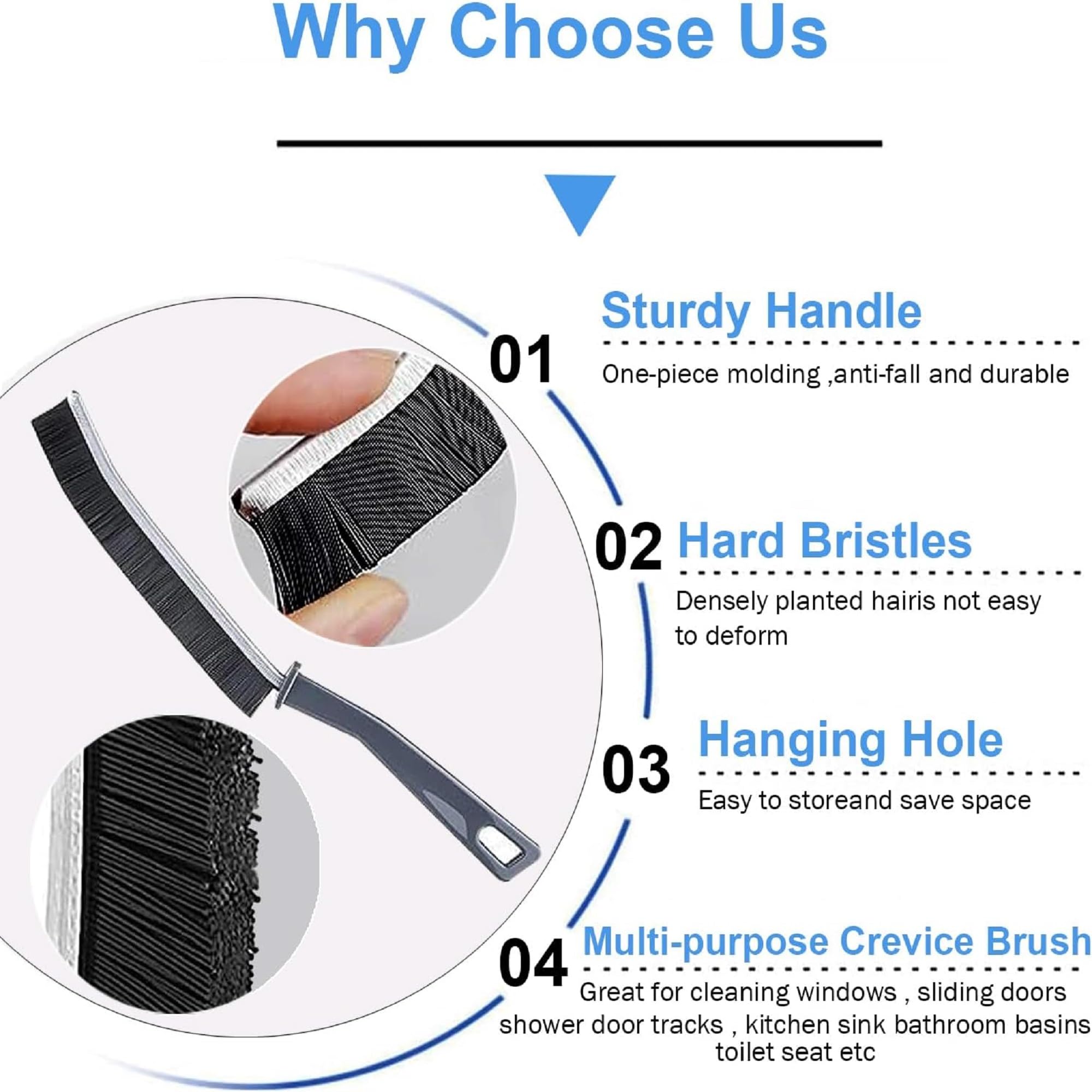 Veranco Cleaning Brush - Hard Bristle Crevice Cleaning Brush, 4Pcs, Black