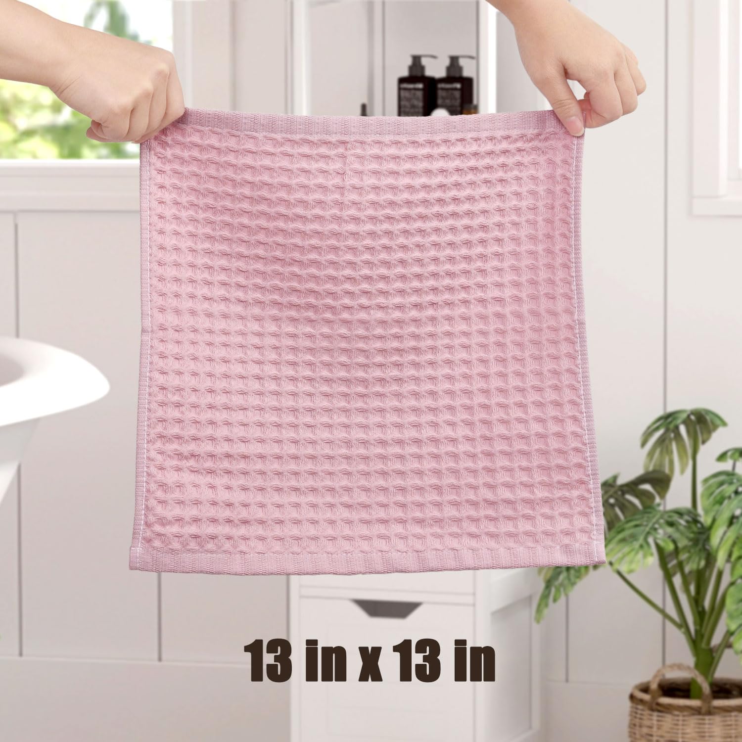 Cleanbear Waffle Wash Cloths Set Of 12, Cotton Washcloths For Body And Face, 13    X 13   , 6 Assorted Colors