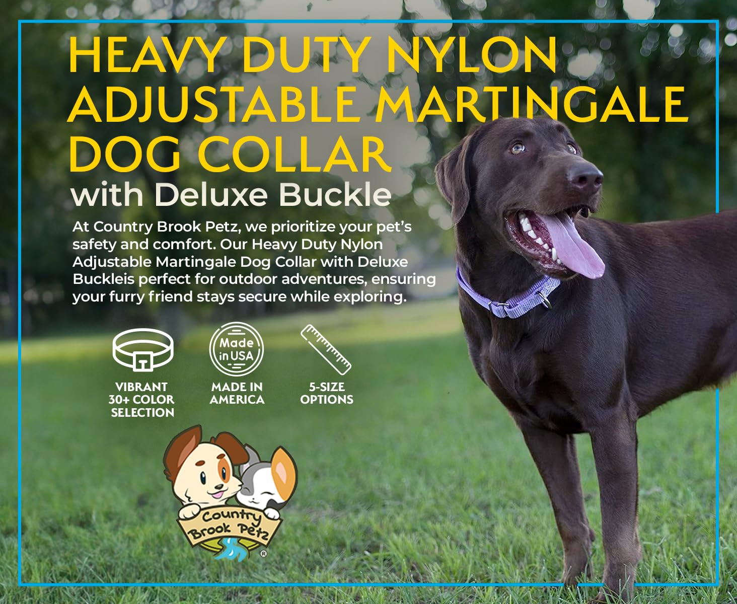 Country Brook Petz - Copper Gold Heavyduty Nylon Martingale With Deluxe Buckle - 30 Vibrant Color Options(1 Inch, Medium)