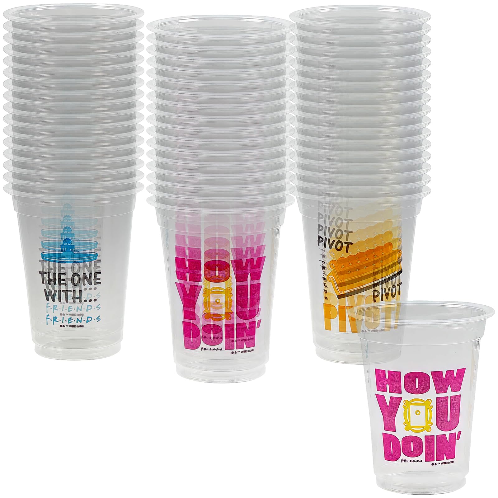 Fun Express 4 1/2 16 oz. Bulk 50 Count Friends Quotes Disposable Plastic Cups