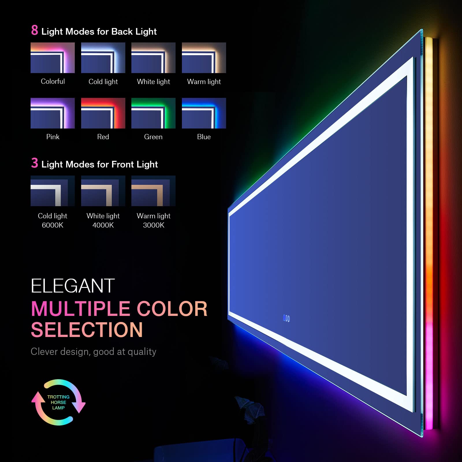 Loaao 84''X40'' Led Bathroom Mirror With Lights, Anti-Fog, Dimmable, Rgb Backlit + Front Lighted, Bathroom Vanity Mirror For Wal