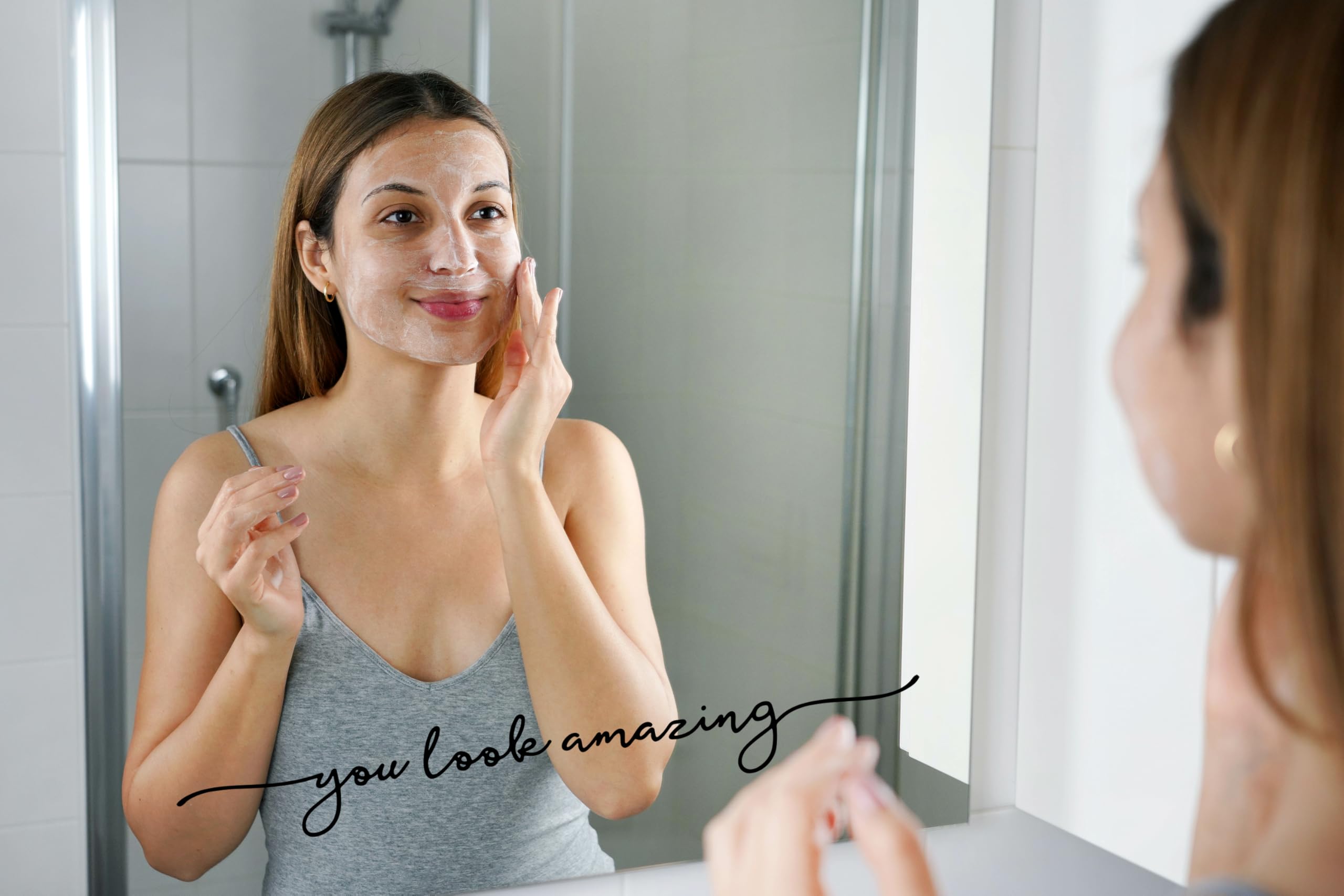You Look Amazing Mirror Decal - 18 X 2.5 Inch Mirror Vinyl,Bathroom Decor,Slogan Wall Sticker,Beauty Salon Decor,Hair Salon Stic