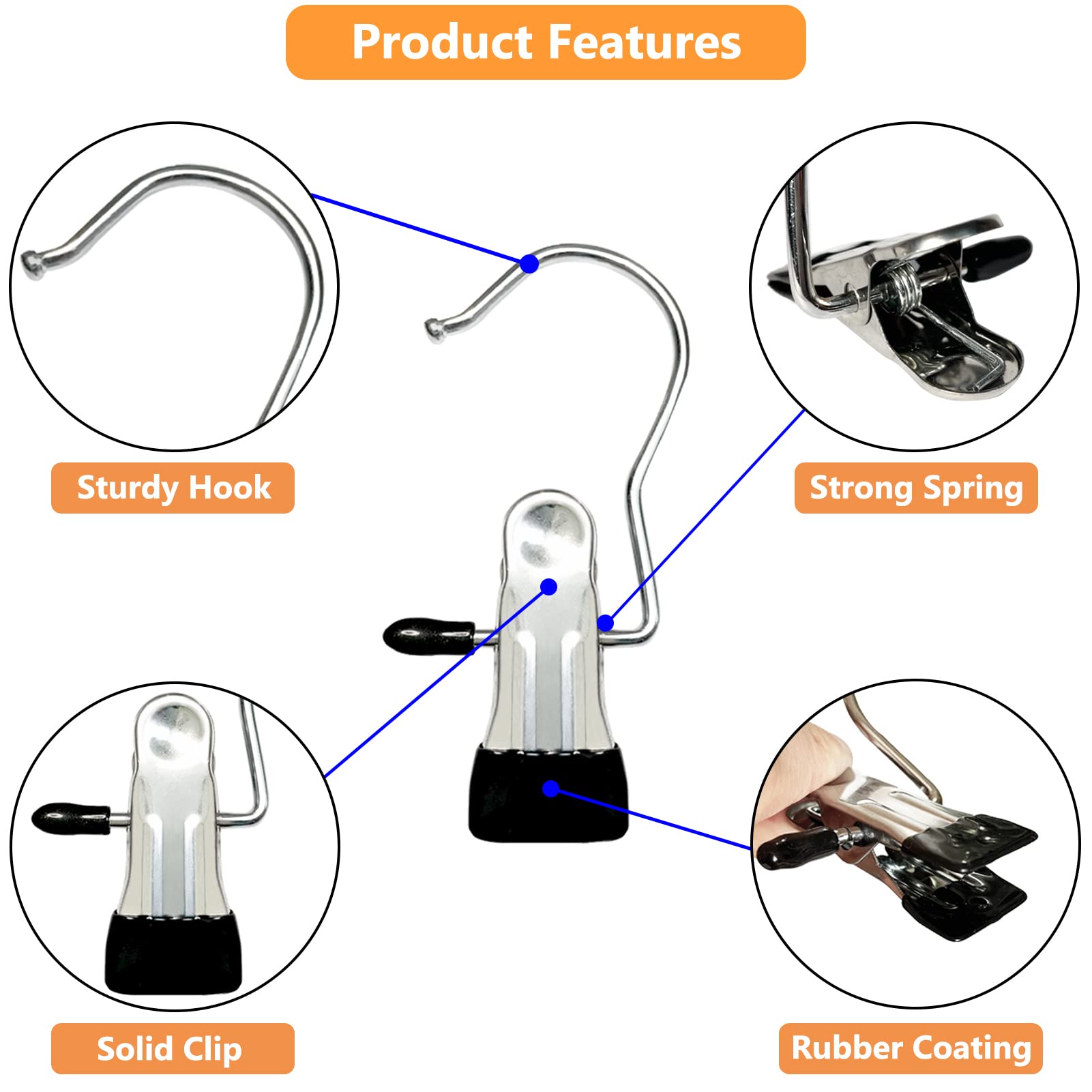 Boot Hangers For Closet, 50 Pack Hanging Clips Hook Clothes Pins For Laundry, Hanger Clips Towel Clips Boot Organizer For Home A