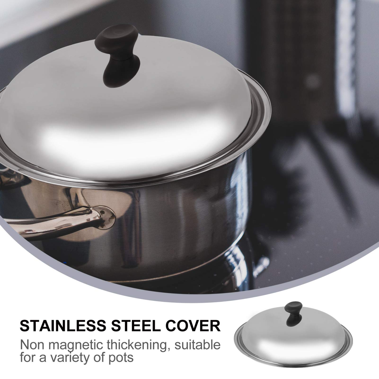 Yarnow Universal Pot Lid Stainless Steel Pot Cover, 15 Inch Pot Lids Replacement, Universal Pans Pots Lid (Top Bead Style Is Ran