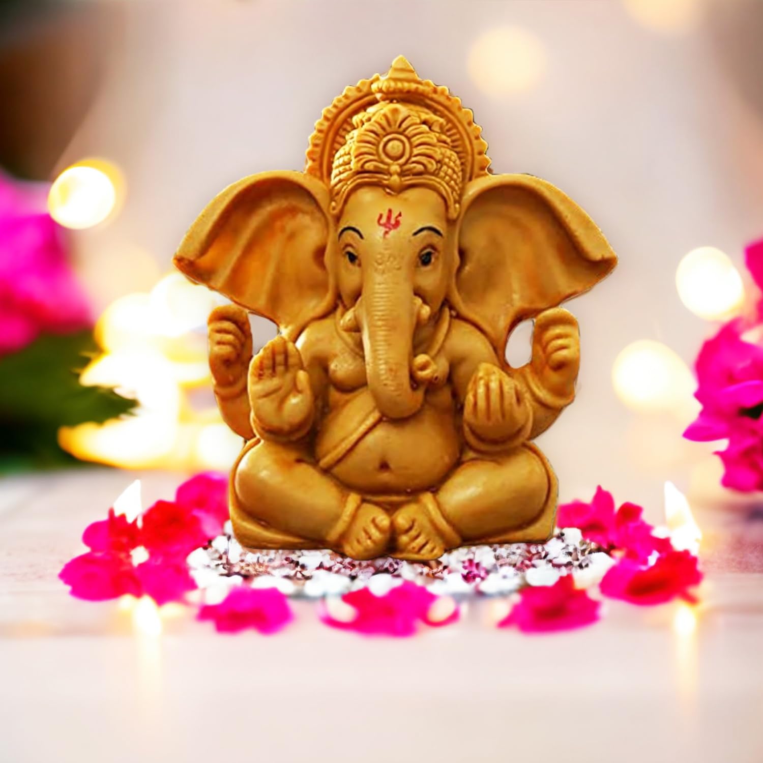 ascension Handcrafted Ganesha Beautiful Lord Ganesha Idol Figurine Showpiece Sculpture Hindu Polyresin Car Dashboard
