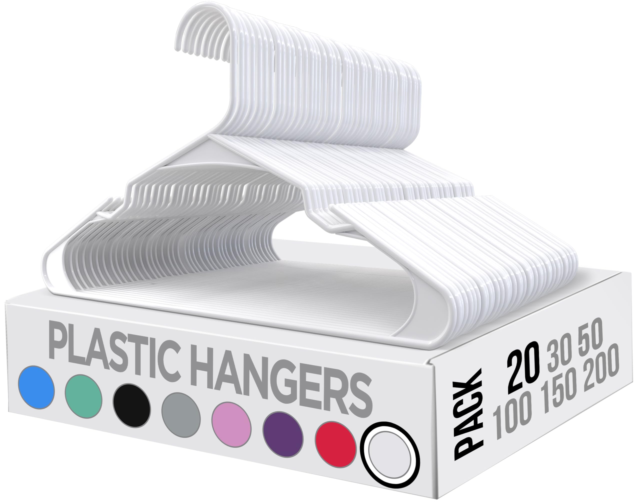 Utopia Home Clothes Hangers 20 Pack - Plastic Hangers Space Saving - Durable Coat Hanger With Shoulder Grooves (White)