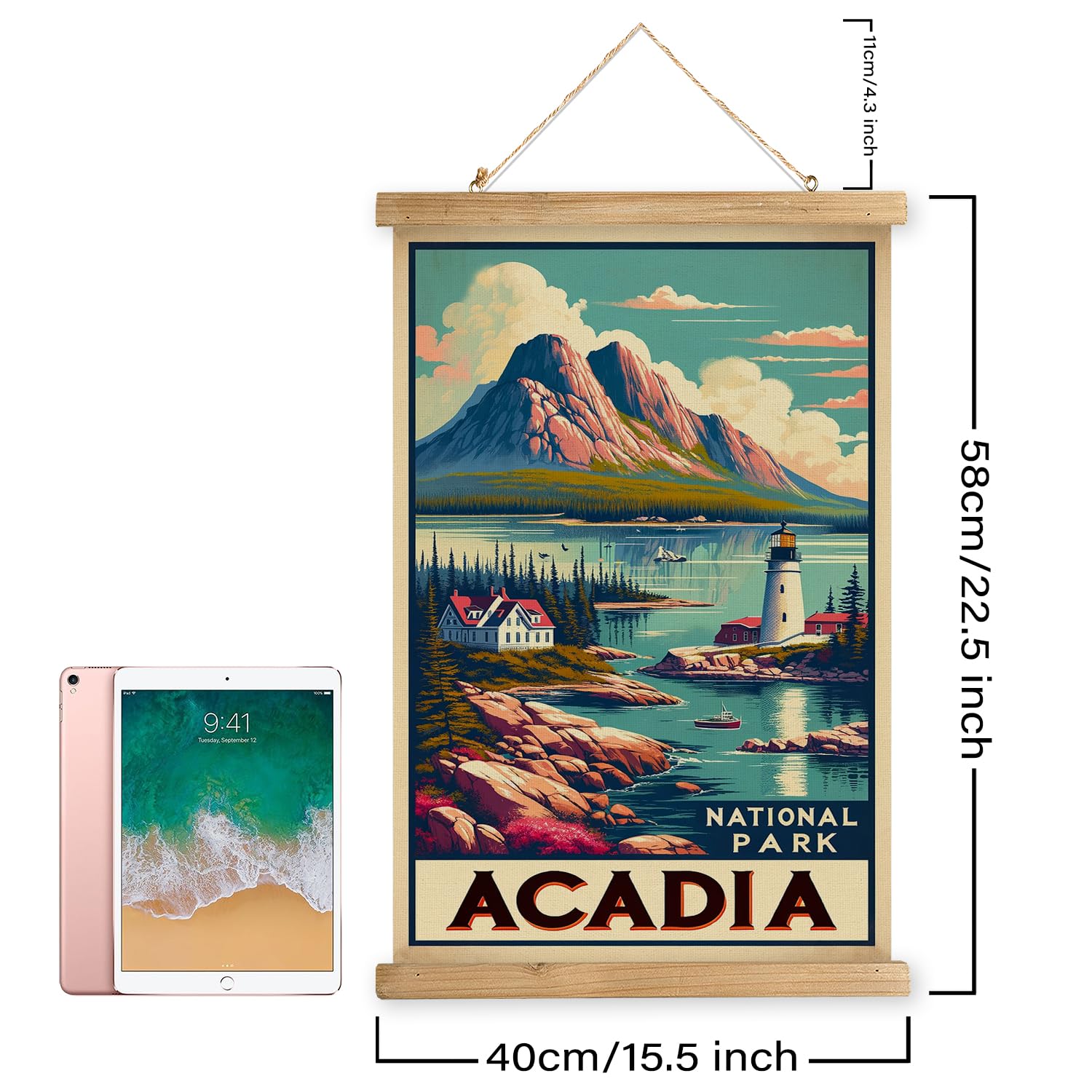 Xiaoaika Vintage Sequoia National Park Travel Poster With Wooden Scroll Frame - Living Room, Bedroom, Home, Office Retro Art Pri