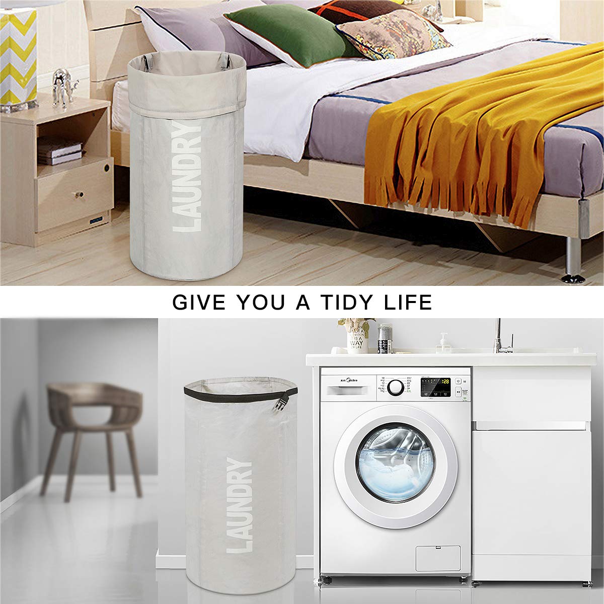 Wowlive Extra Large Foldable Laundry Bag Durable Laundry Basket Collapsible Laundry Hamper Backpack Laundry Liner Dirty Clothes