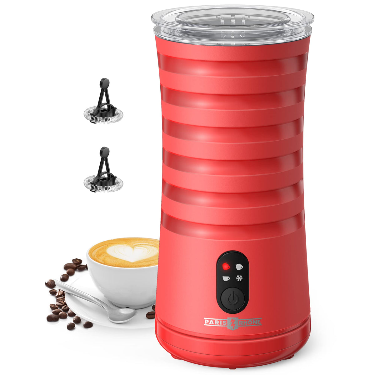 Milk Frother, Paris Rh   Ne 4-In-1 Milk Frother And Steamer, Non-Slip Stylish Design, Hot & Cold Milk Steamer With Temperature C
