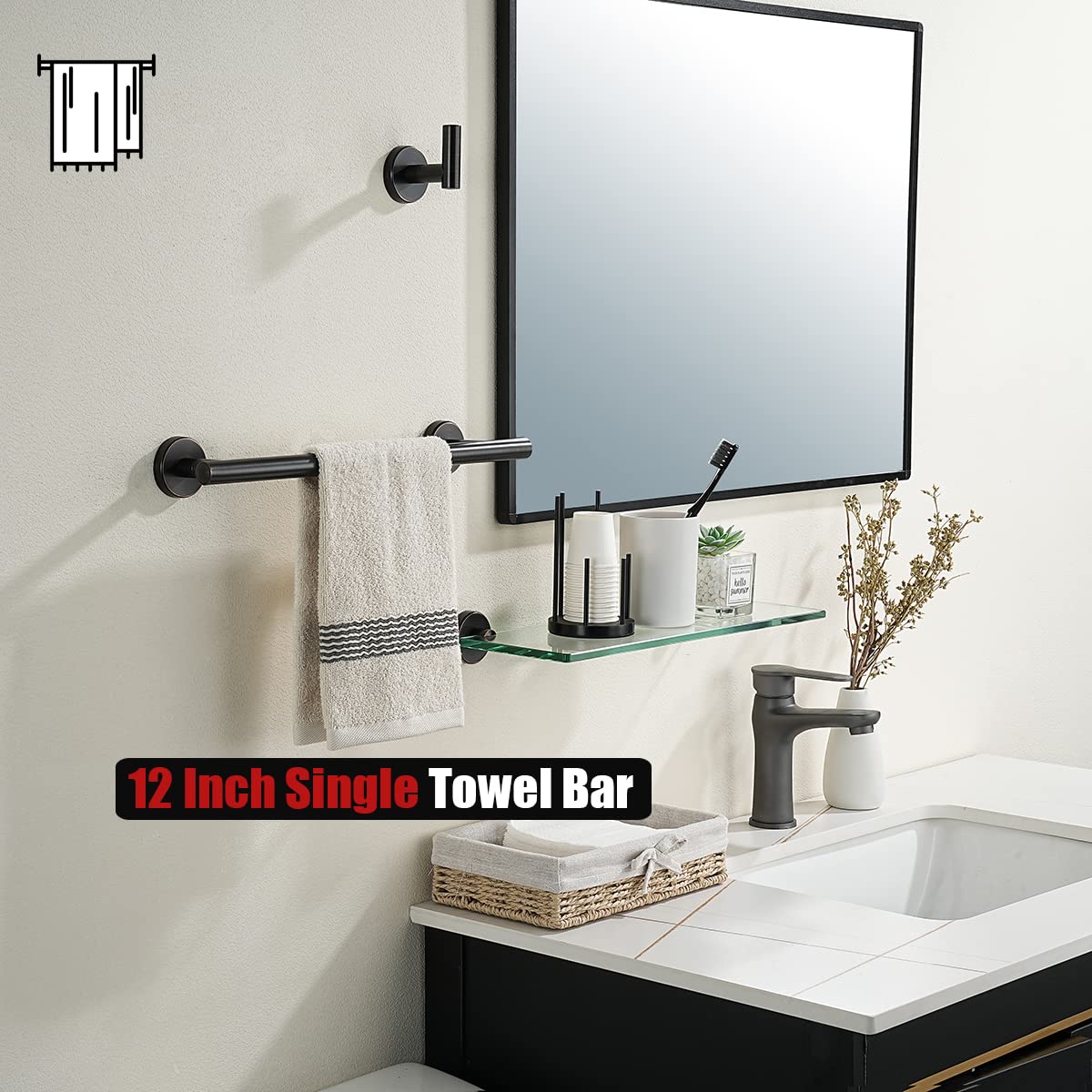 Jqk Oil Rubbed Bronze Towel Bar, 12 Inch 304 Stainless Steel Thicken 08Mm Towel Rack Bathroom, Towel Holder Wall Mount, Total Le