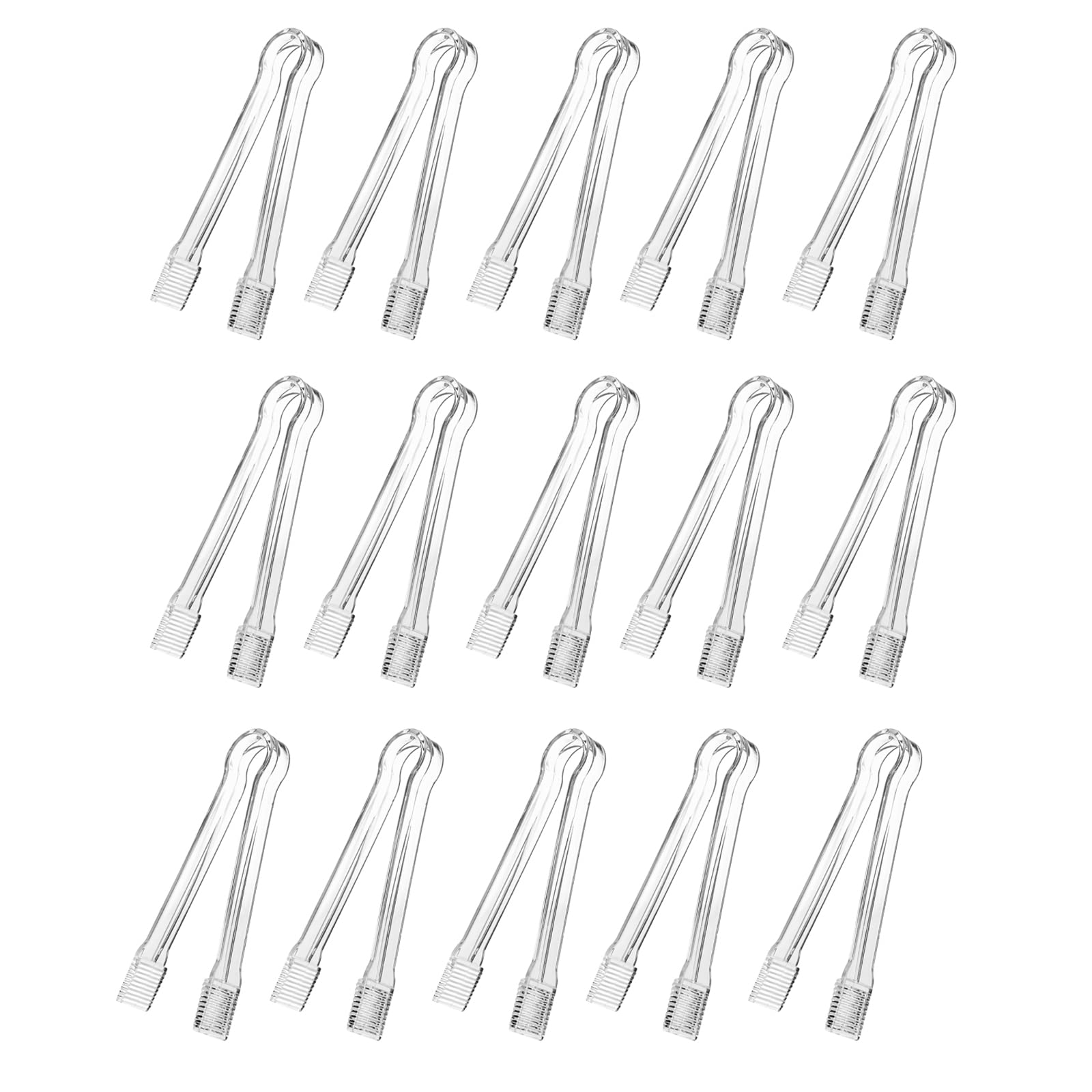 J-Chen 15Pcs Plastic Buffet Serving Tongs Mini Serving Utensil Tongs Appetizers Tongs Clear Kitchen Tongs 6.3 Inch Small Ice Ton
