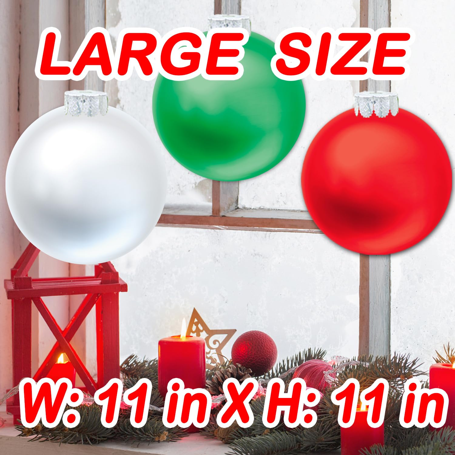 YHFUISK 9 PCS Outdoor Christmas Decorations,11 Inch Large Inflatable Christmas Balls,Christmas Ornaments Decor for Front Door Ya