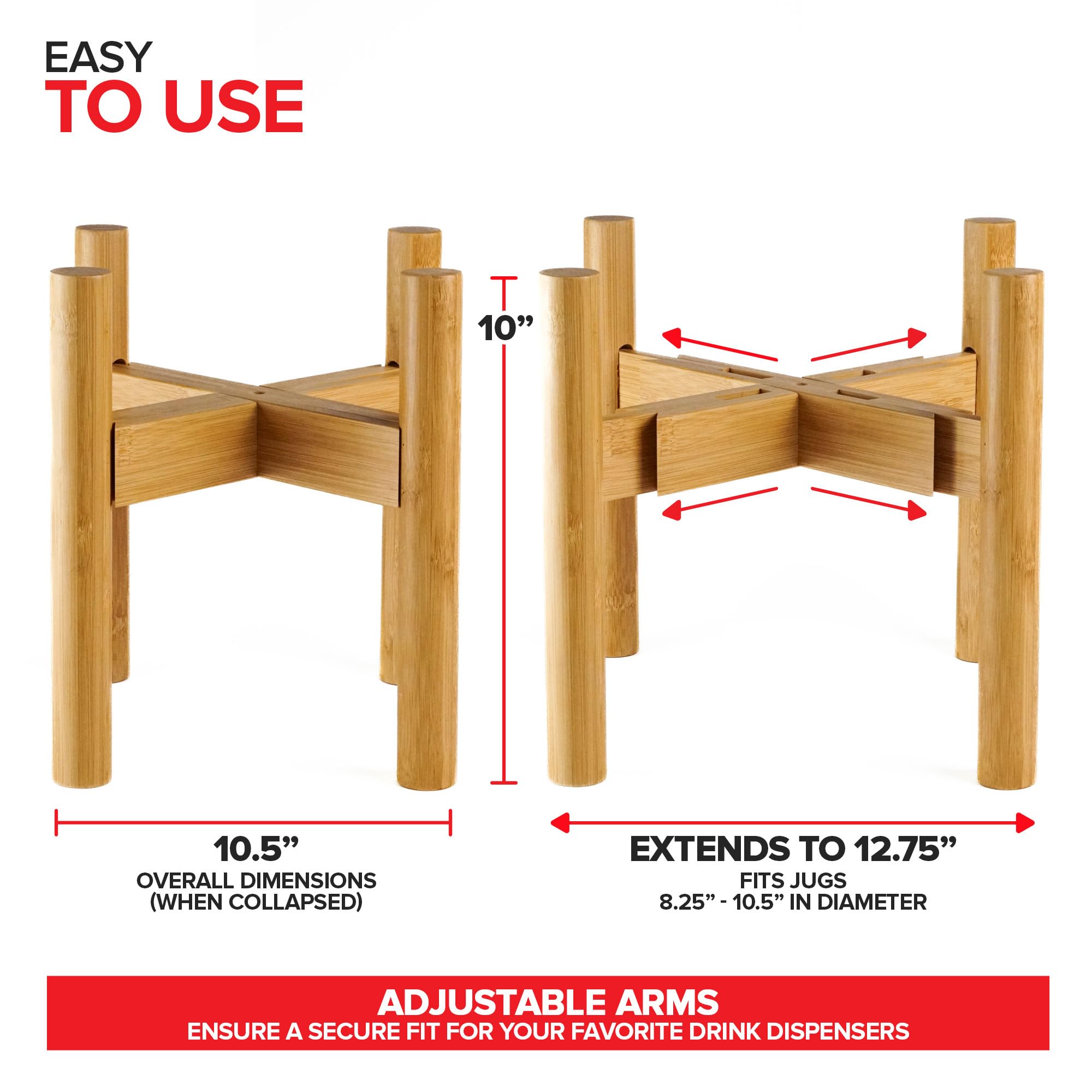 Modern Innovations Adjustable Water Dispenser Stand For 5 Gallon Bottle (8-10 Inch Fit) Beverage Jug Or Stainless Steel Drink Di