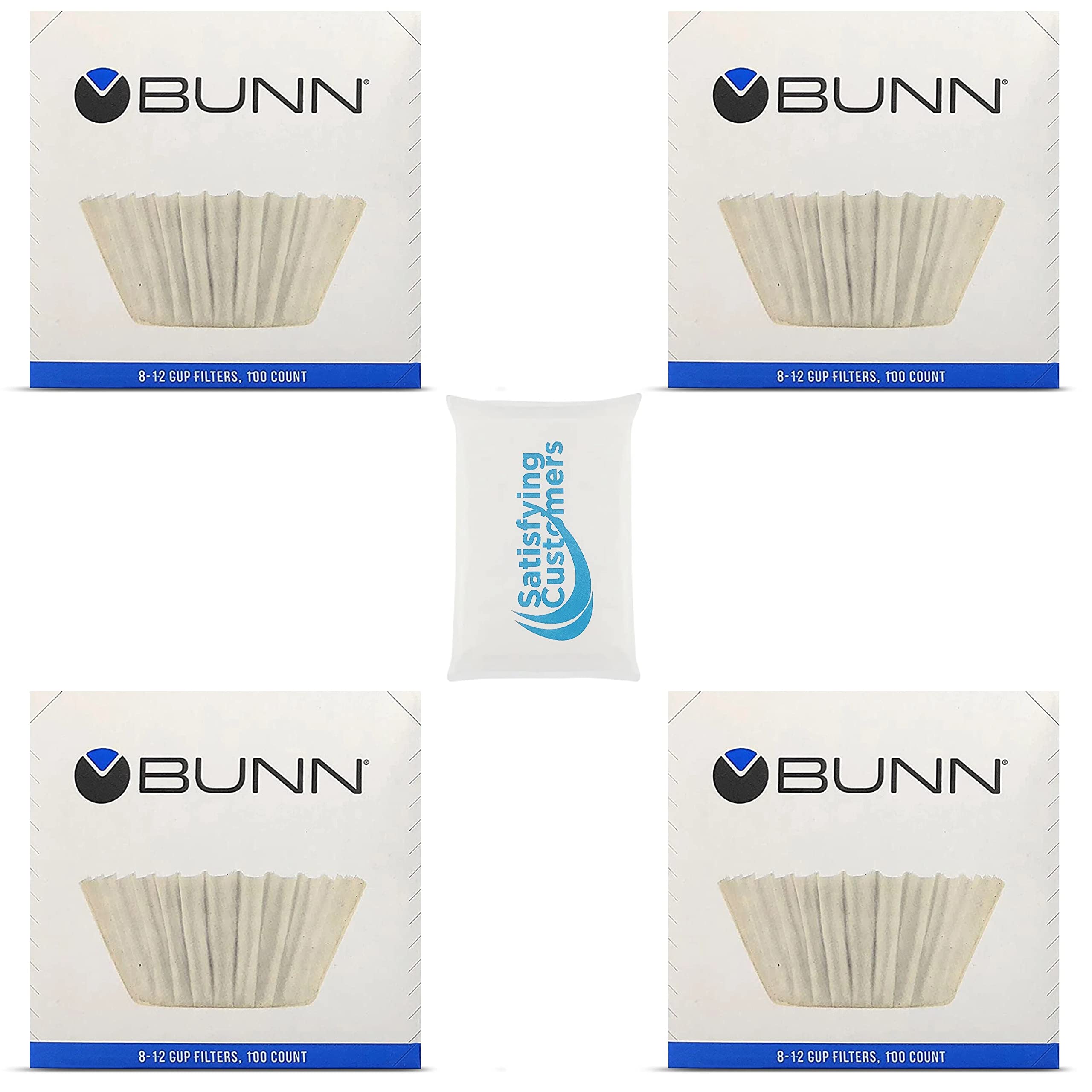 Bun Coffee Filter - 4 Pk - 100 Pcs Per Pack - Taller - Flat Bottom Liner - Quality Paper For Most Coffee Makers - Aromatic Brew