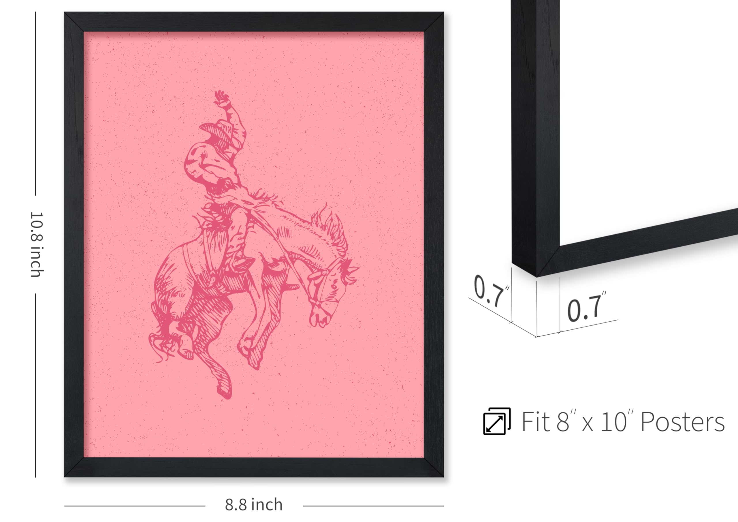 Poster Master Pink Rodeo Poster - Retro Cowboy On Bucking Horse Print - Cowboy Art - Western Art - Wild West Art - Gift For Him