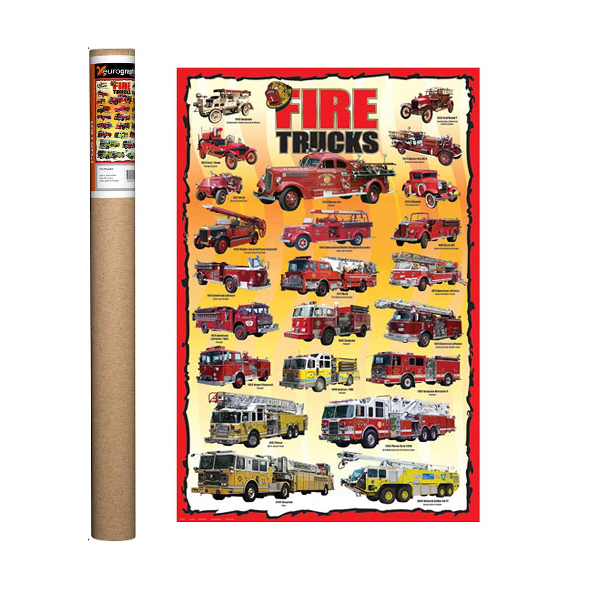 Eurographics Fire Trucks Kids Poster, 36 X 24 Inch