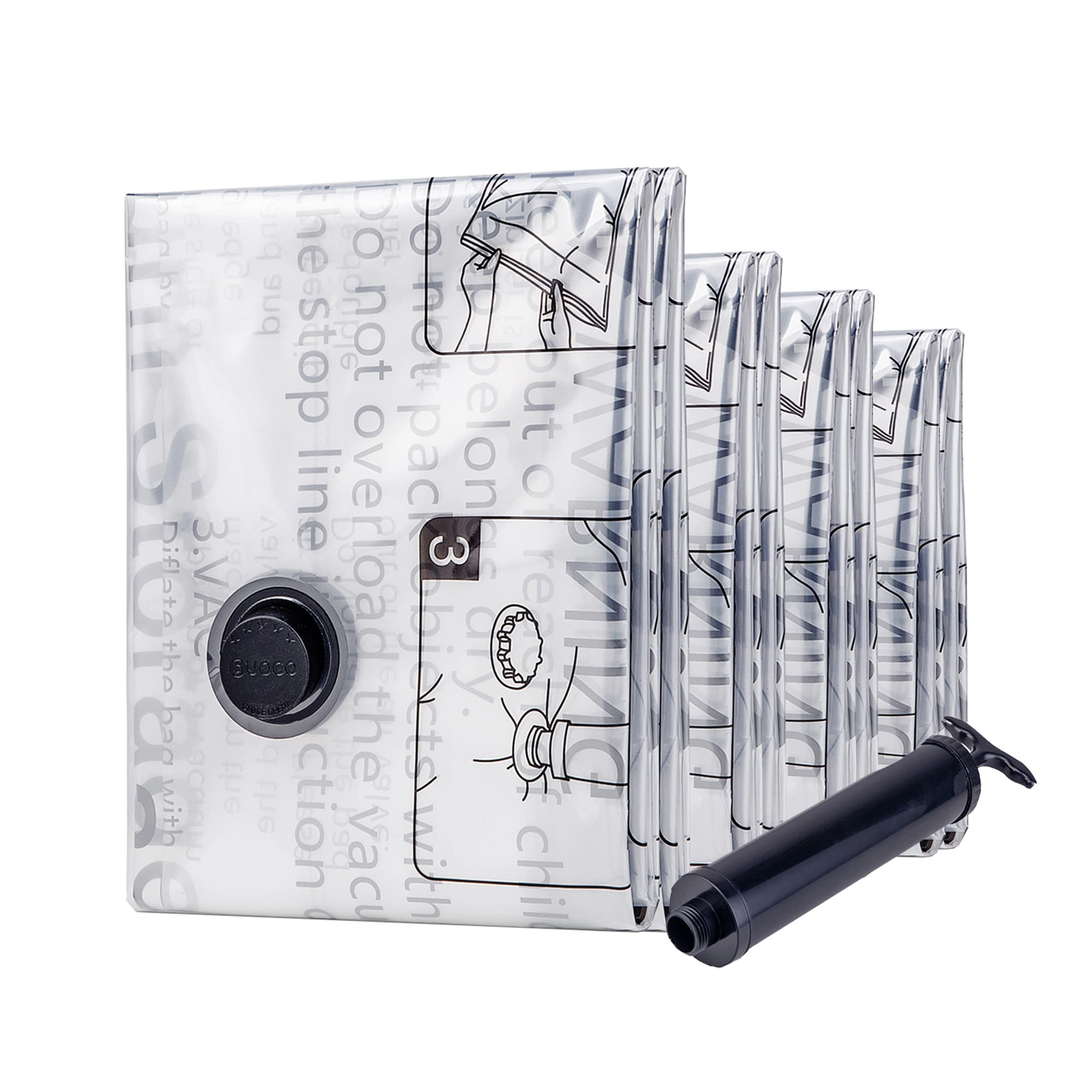 Suoco Vacuum Storage Bags (8 Combo), (2 Jumbo, 2 Large, 2 Medium, 2 Small) Space Saver Bags For Clothes, Bedding, Pillows, Comfo