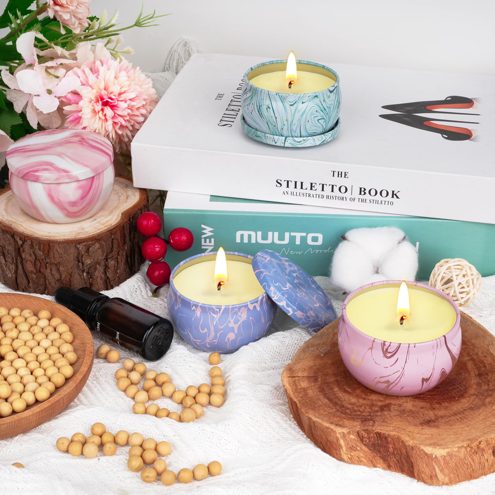 Candle Gifts,Scented Candles Christmas Gift Set for Women, 4 Pack Aromatherapy Candles for Home Scented, Natural Soy Wax Candles