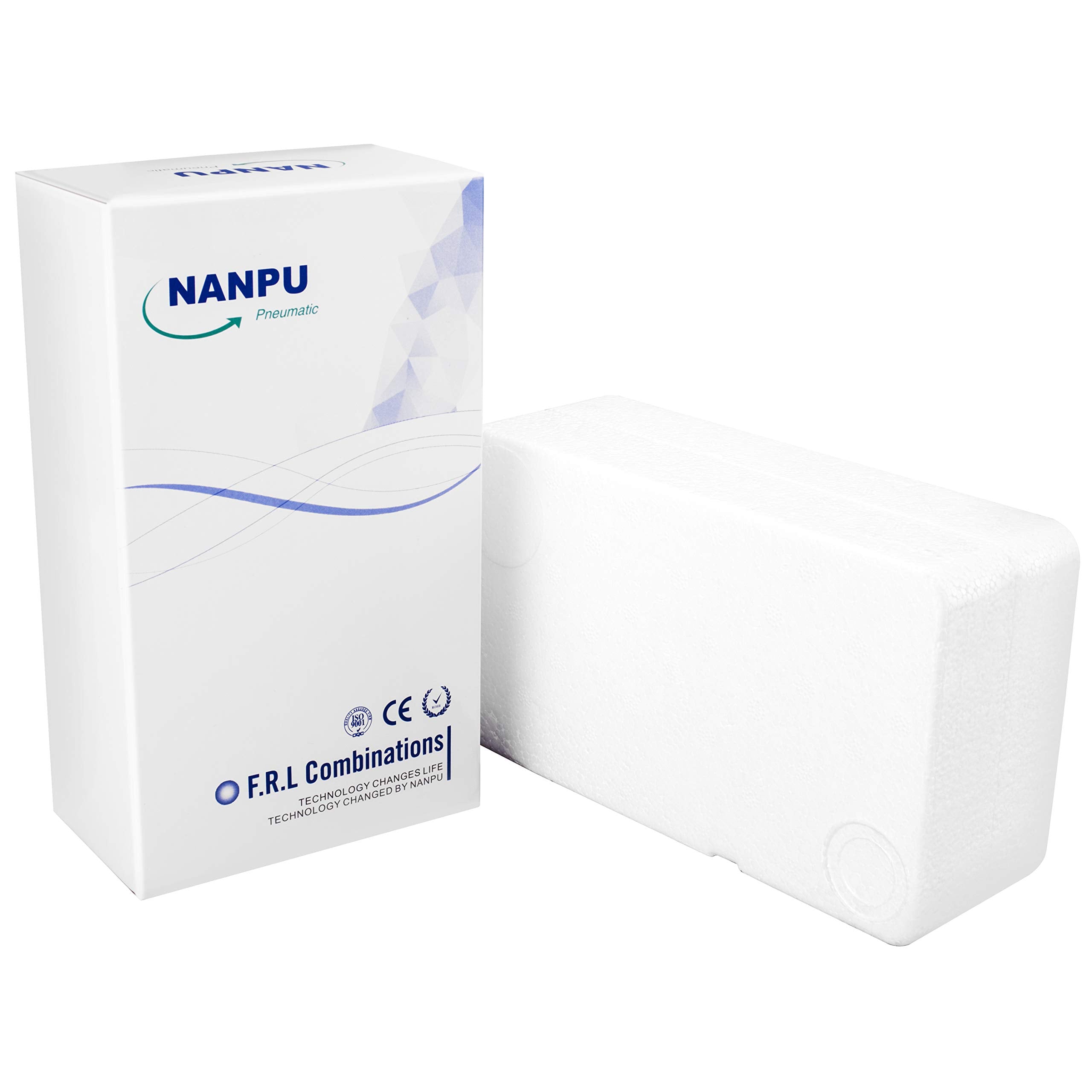 Nanpu Dfr-03 38 Npt Air Drying System - Double Air Filters, Air Pressure Regulator Combo - Semi-Auto Drain, Poly Bowl