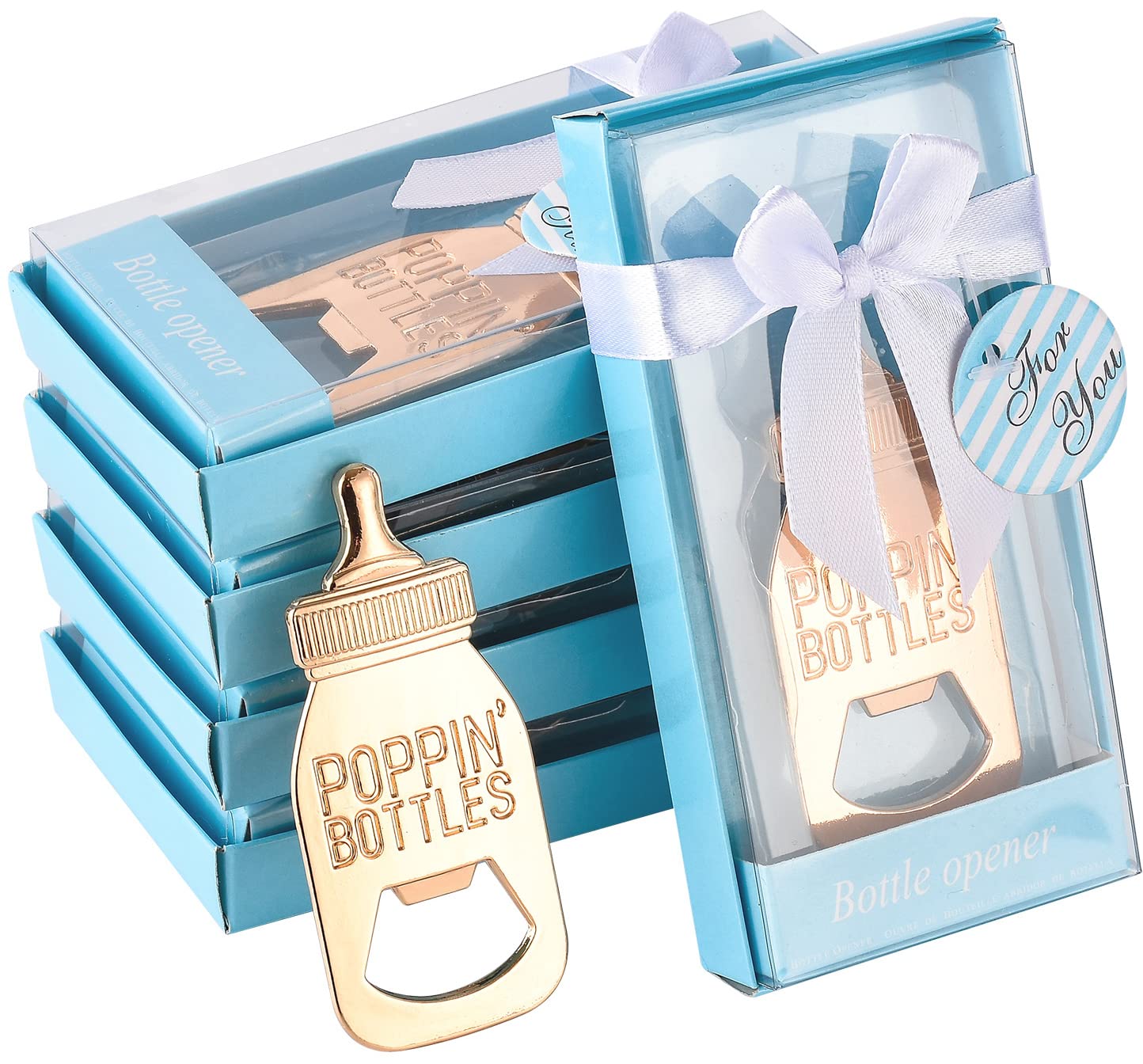 Pack Of 16 Poppin Bottle Opener Baby Shower Favors Gift With Exquisite Packaging Box,Baby Shower Souvenirs For Guests Baby Showe
