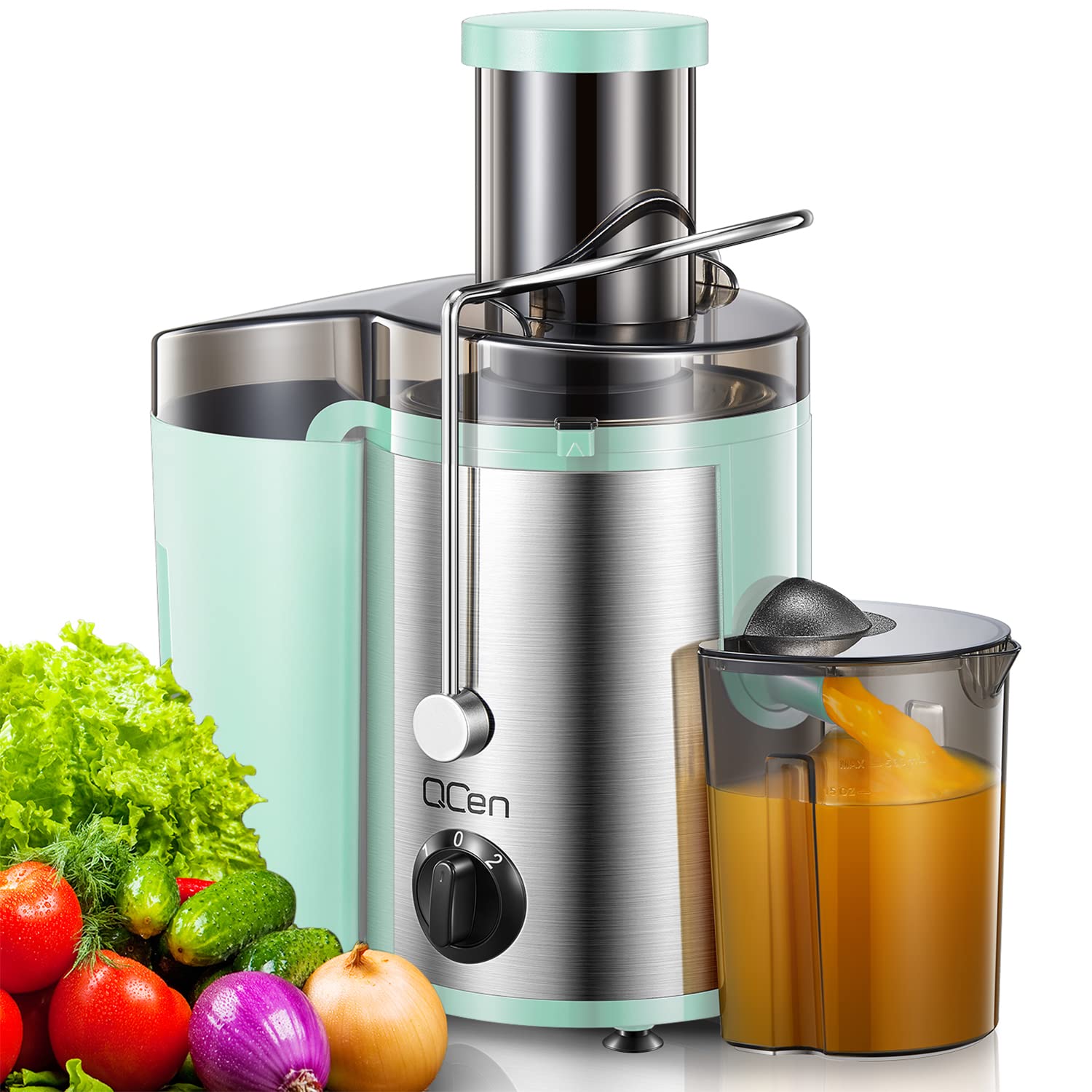 Qcen Juicer Machine 500W Centrifugal Juicer With Extra Wide Feed Chute