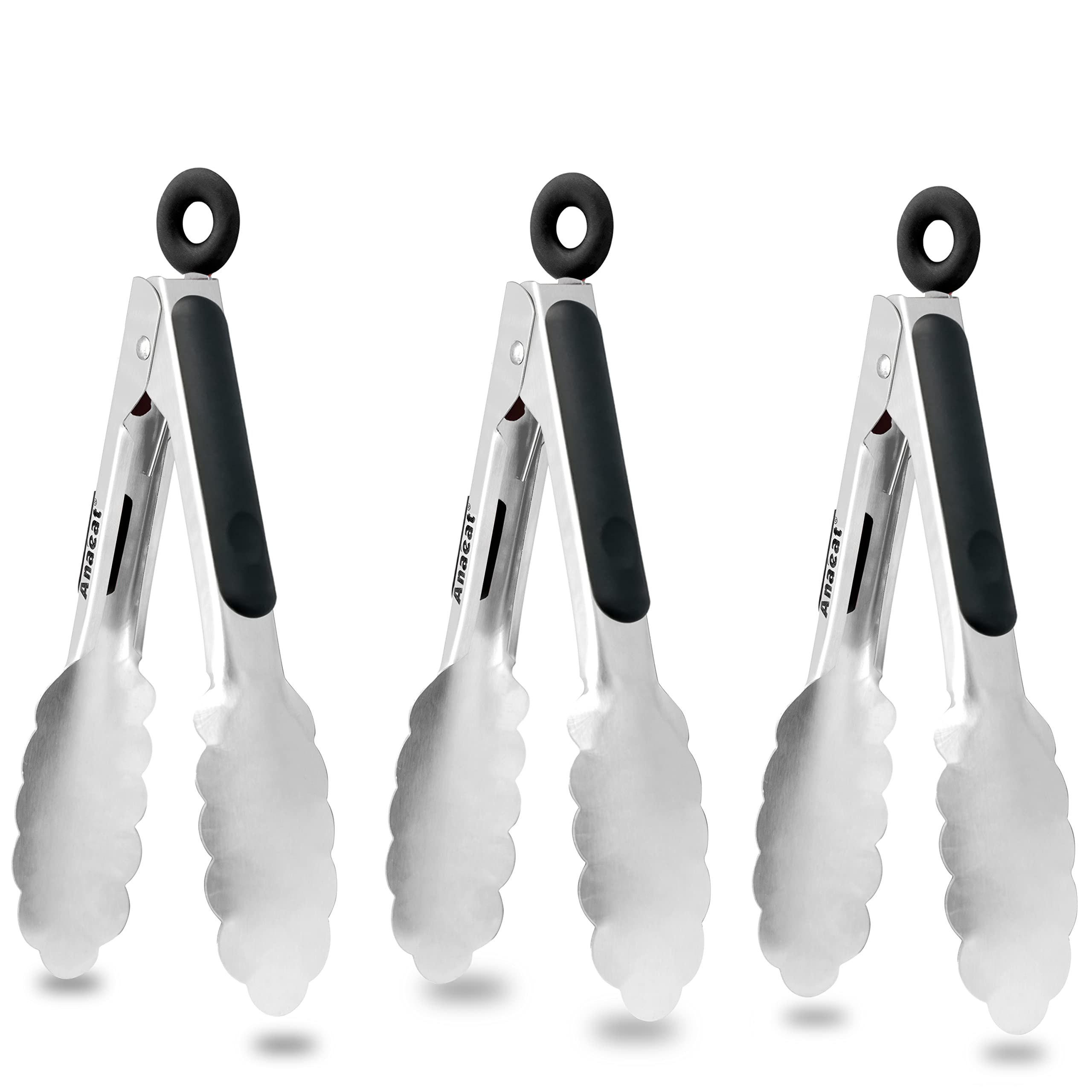 Spring Loaded Small Tongs Anaeat 3 Pack 7'' Mini Stainless Steel Cooking Tongs - Sturdy Coiled S ...