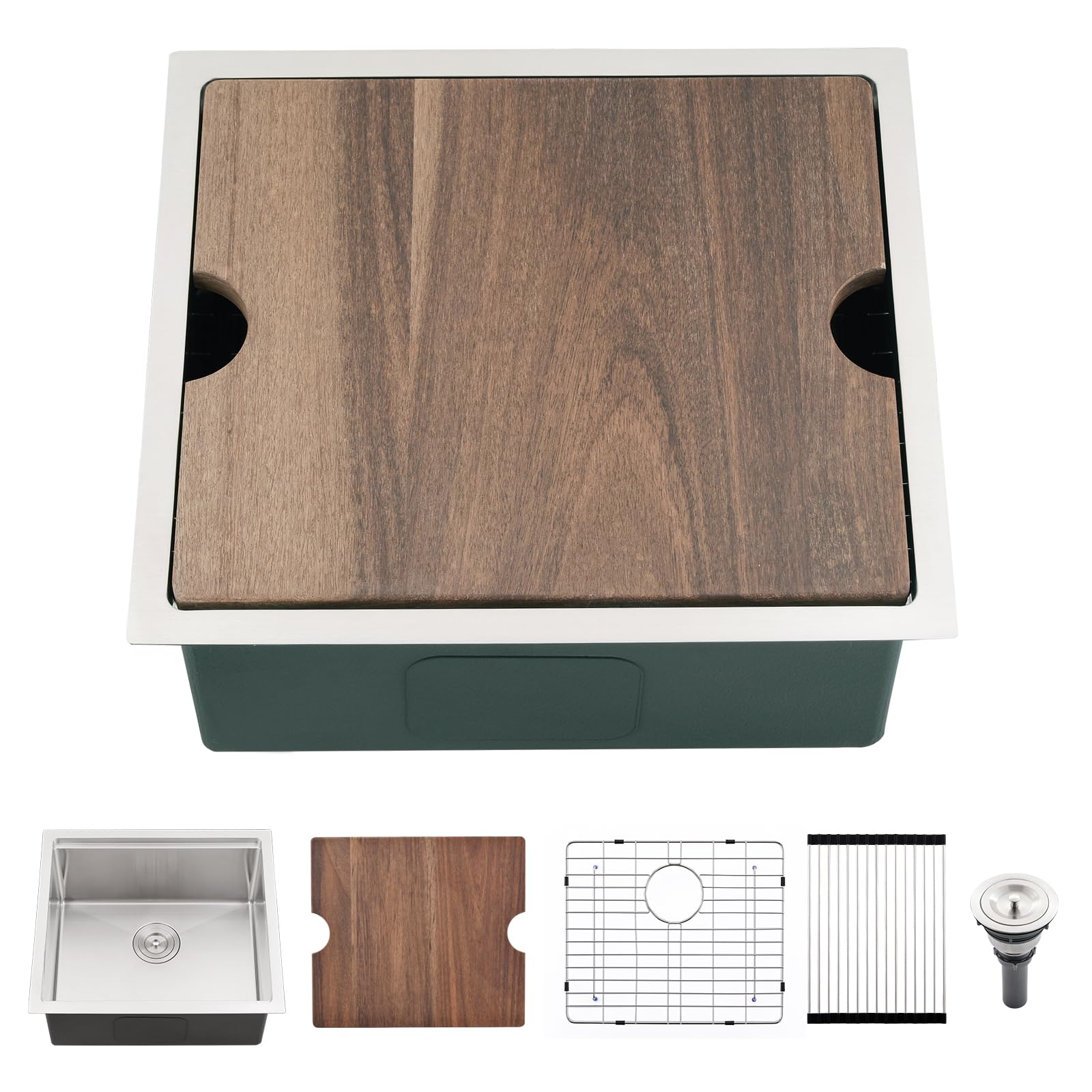 Boomhoze 21 Inch Undermount Bar Sink, 21X18 Undermount Kitchen Sink 16 Gauge Stainless Steel Outdoor Kitchen Sink Small Bar Sink