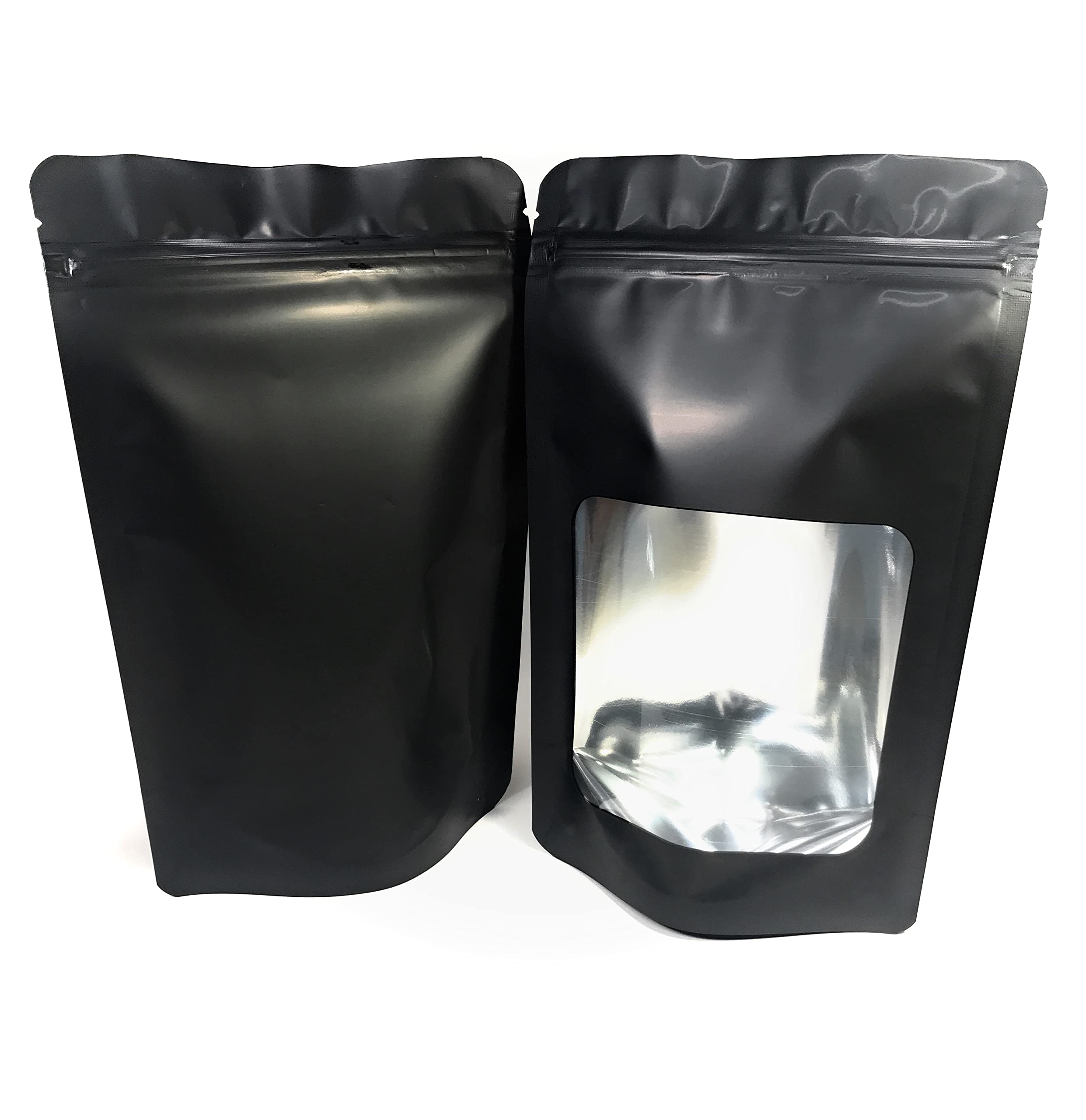 100 Pk Resealable Mylar Bags 4 Mil Stand Up Smell Proof Leak Proof Foil Pouch. Ultra Clear Window - Not Frosted Or Foggy. Travel